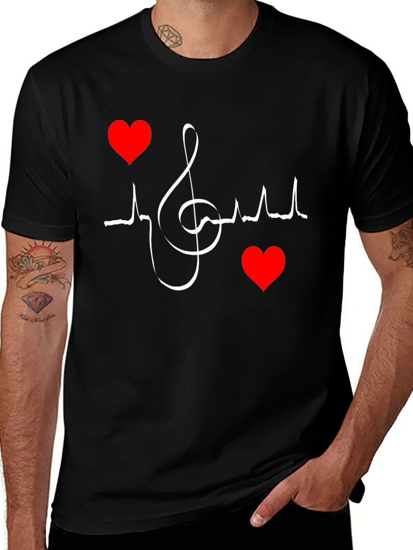 Variant 25 of Heartbeat Music Note Graphic Tee