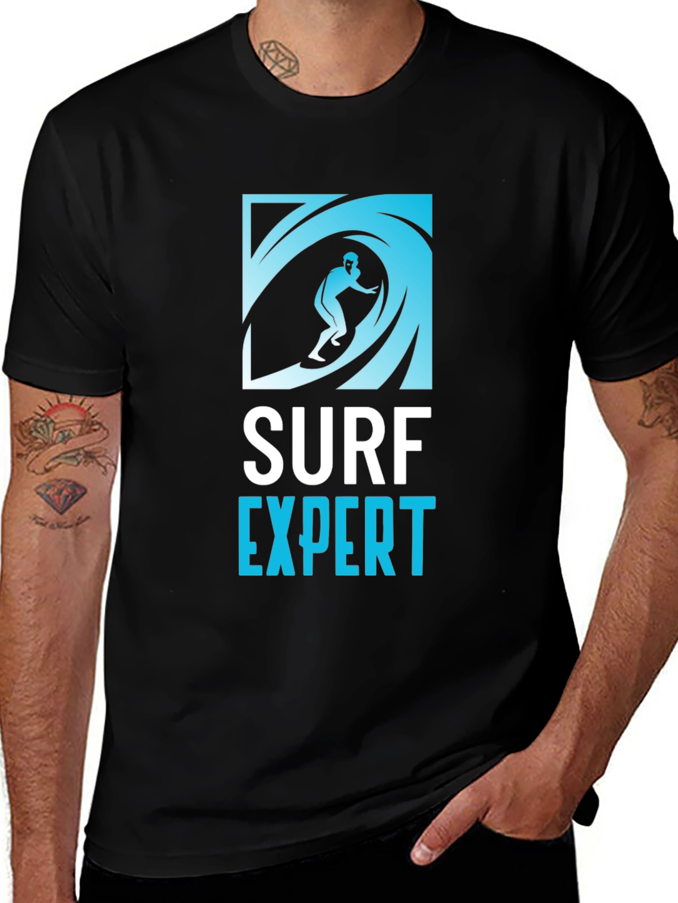 Variant 10 of Surf Expert Graphic Tee - Black Cotton T-Shirt
