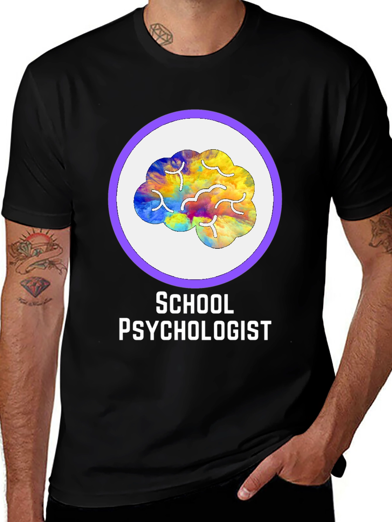 Black School Psychologist Brain Graphic Tee main image