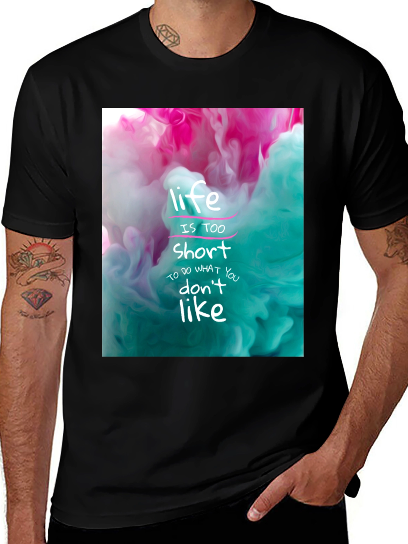 Variant 26 of Life is Short Graphic Tee - Black Cotton T-Shirt