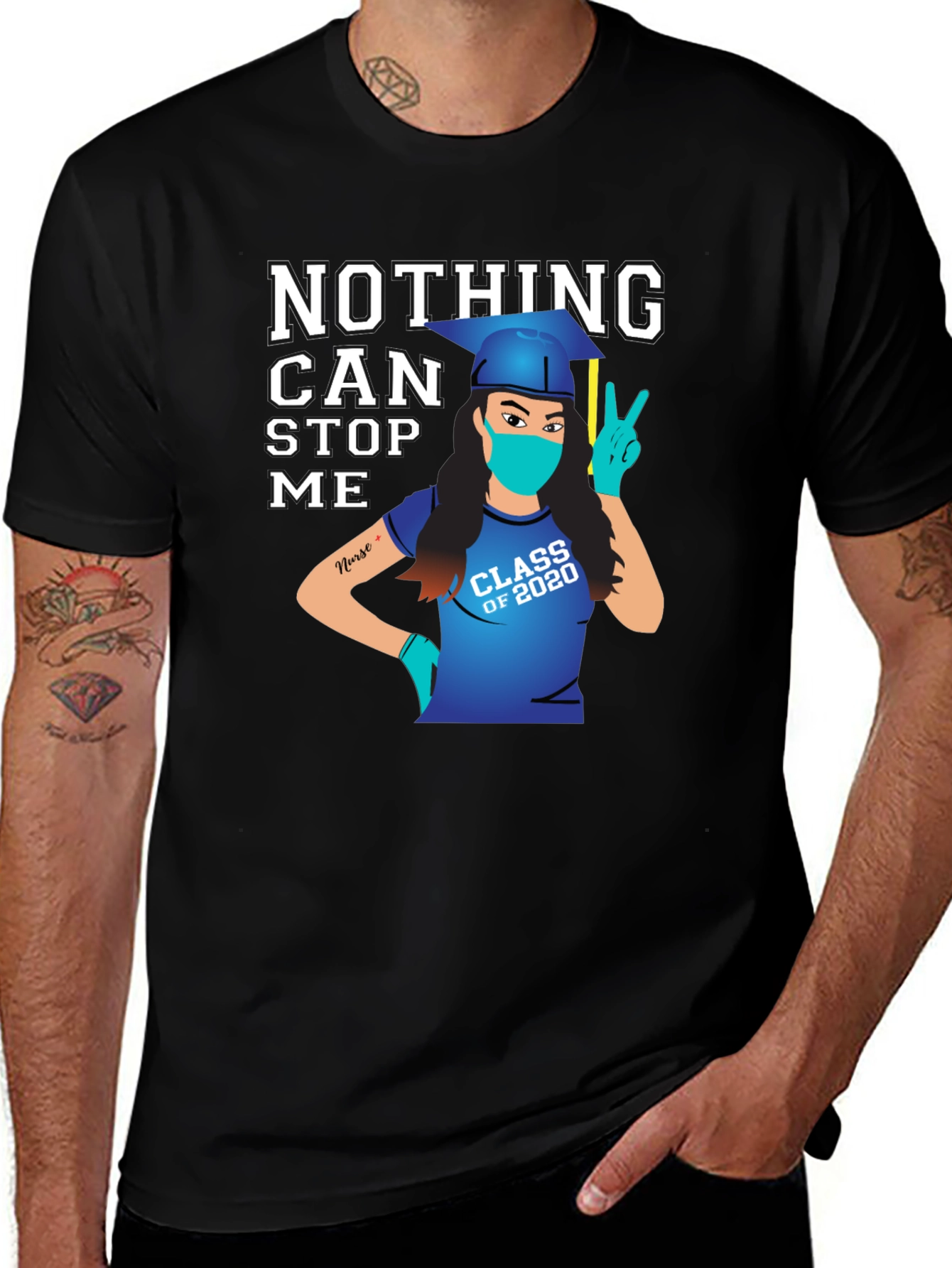 Variant 16 of Nothing Can Stop Me Class of 2020 Nurse Graduation T-Shirt