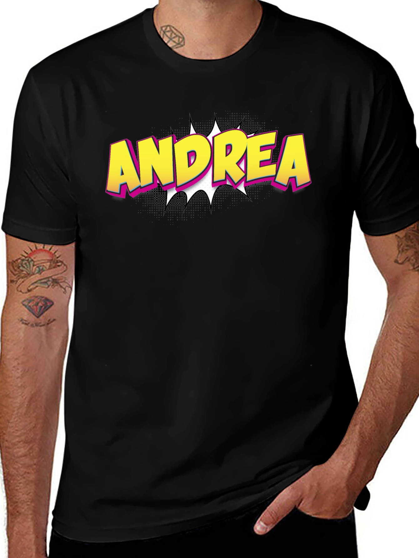 Andrea Comic Pop Art Black T-Shirt