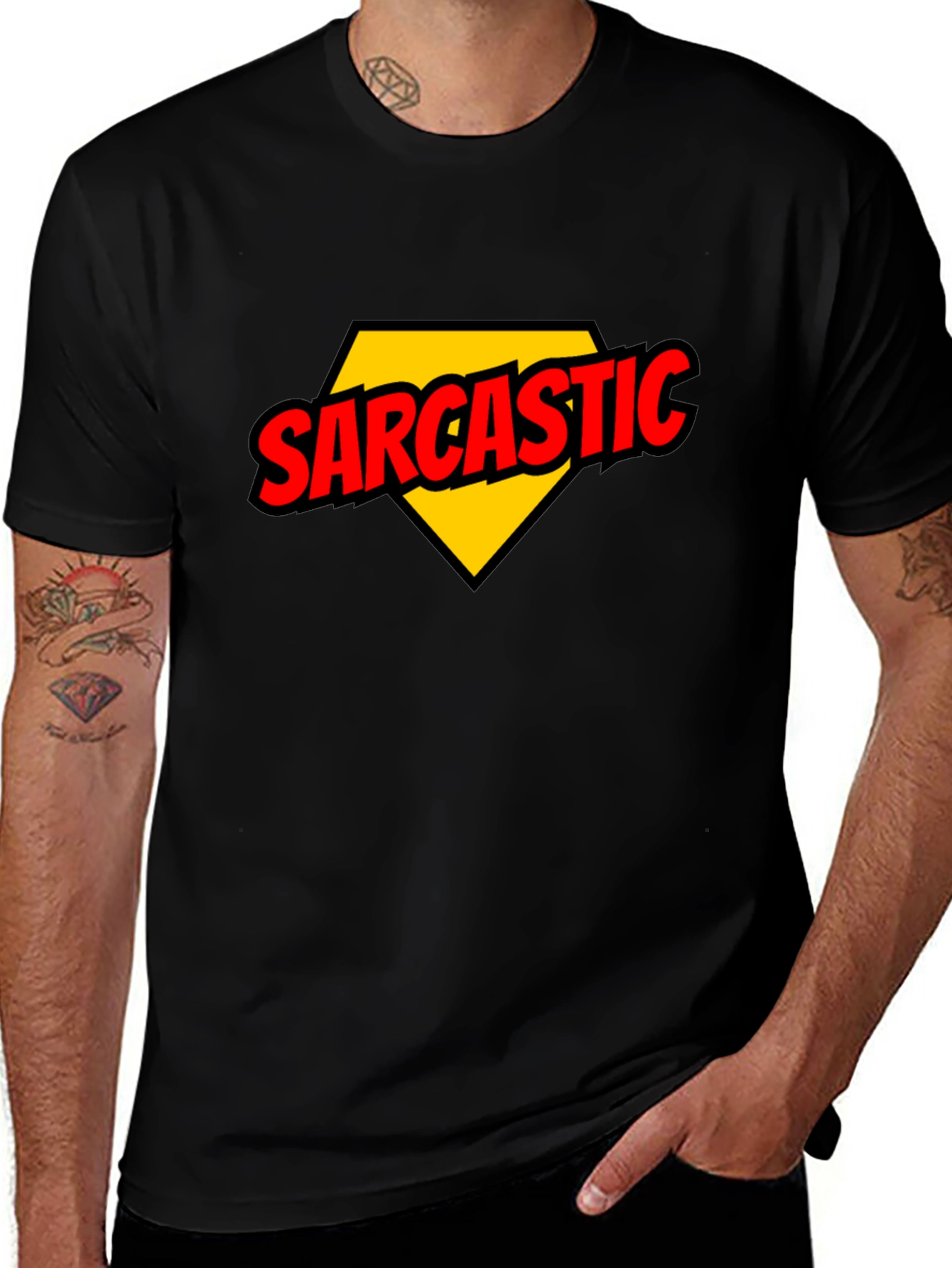 Variant 12 of Sarcastic Hero T-Shirt - Black Novelty Tee