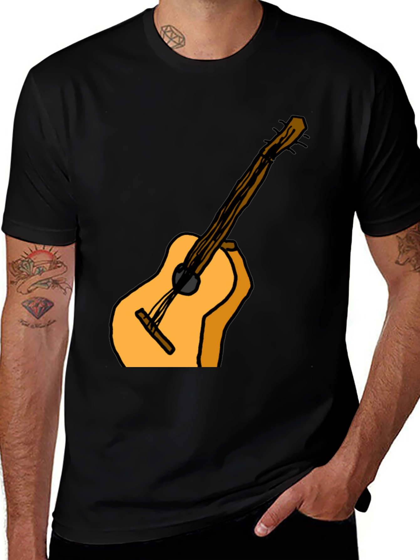 Variant 22 of Guitar Graphic Tee - Casual Black T-Shirt