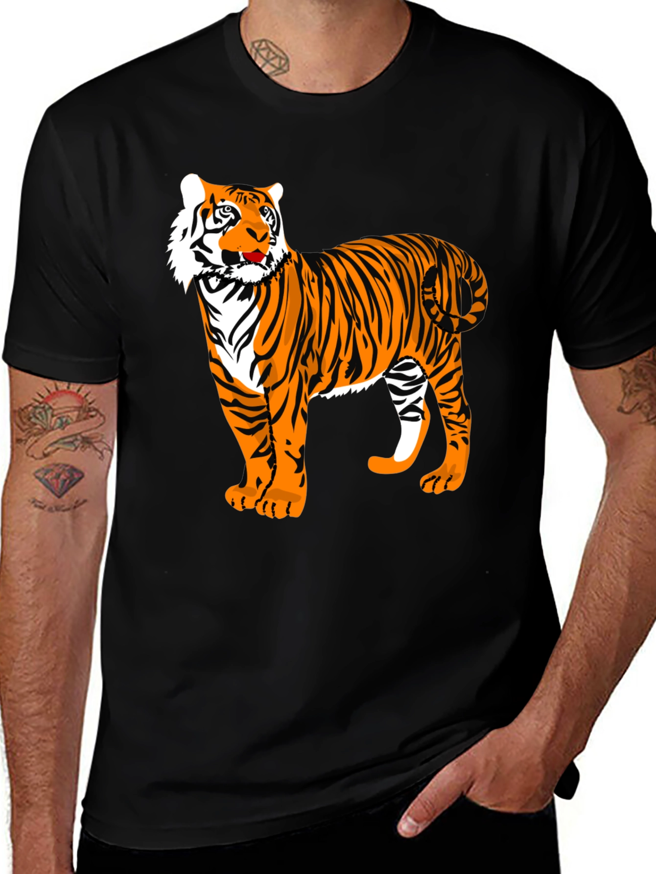 Variant 19 of Bold Tiger Graphic Tee - Black Cotton