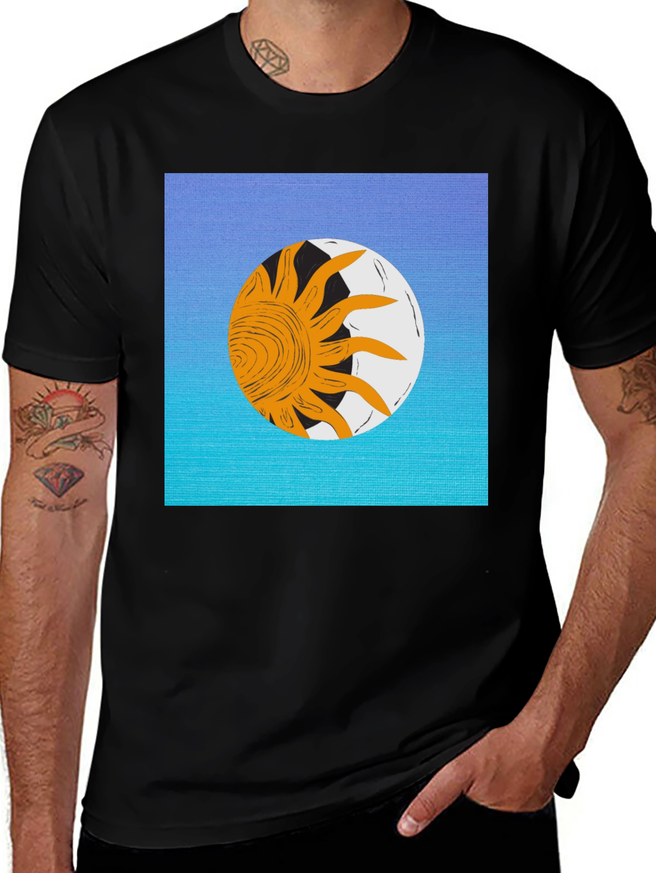 Variant 14 of Sun & Moon Graphic Black T-Shirt