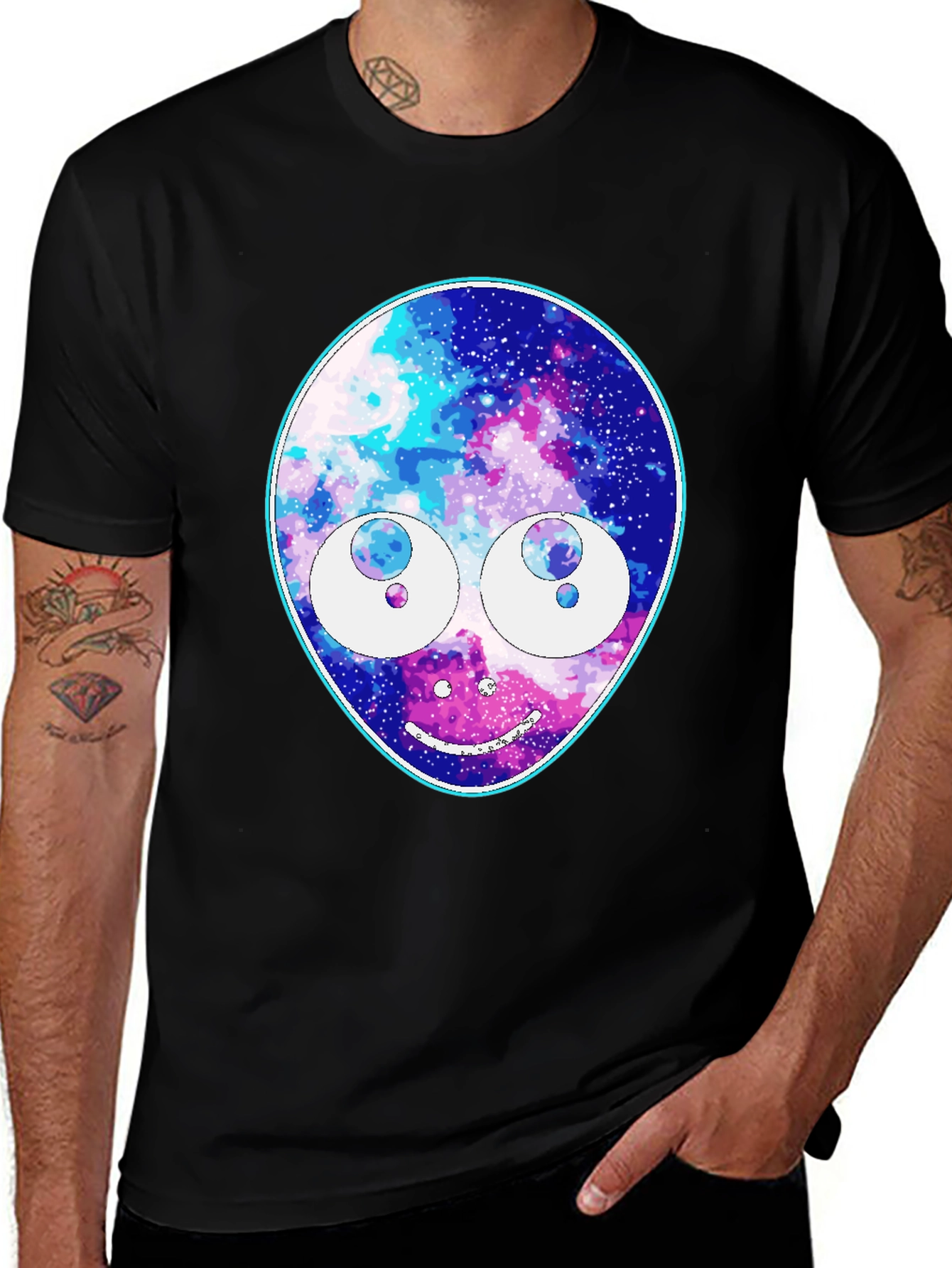 Variant 25 of Cosmic Alien Graphic T-Shirt - Black