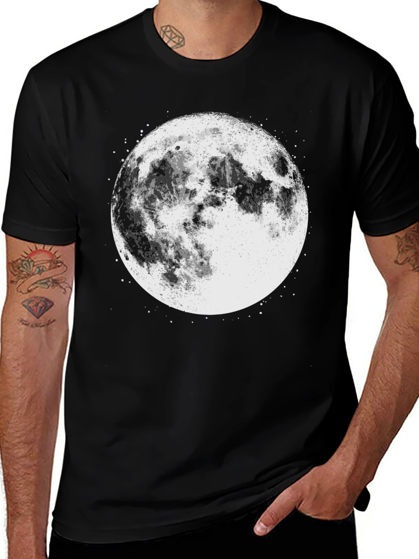 Variant 7 of Lunar Graphic Tee - Black Cotton Moon Shirt