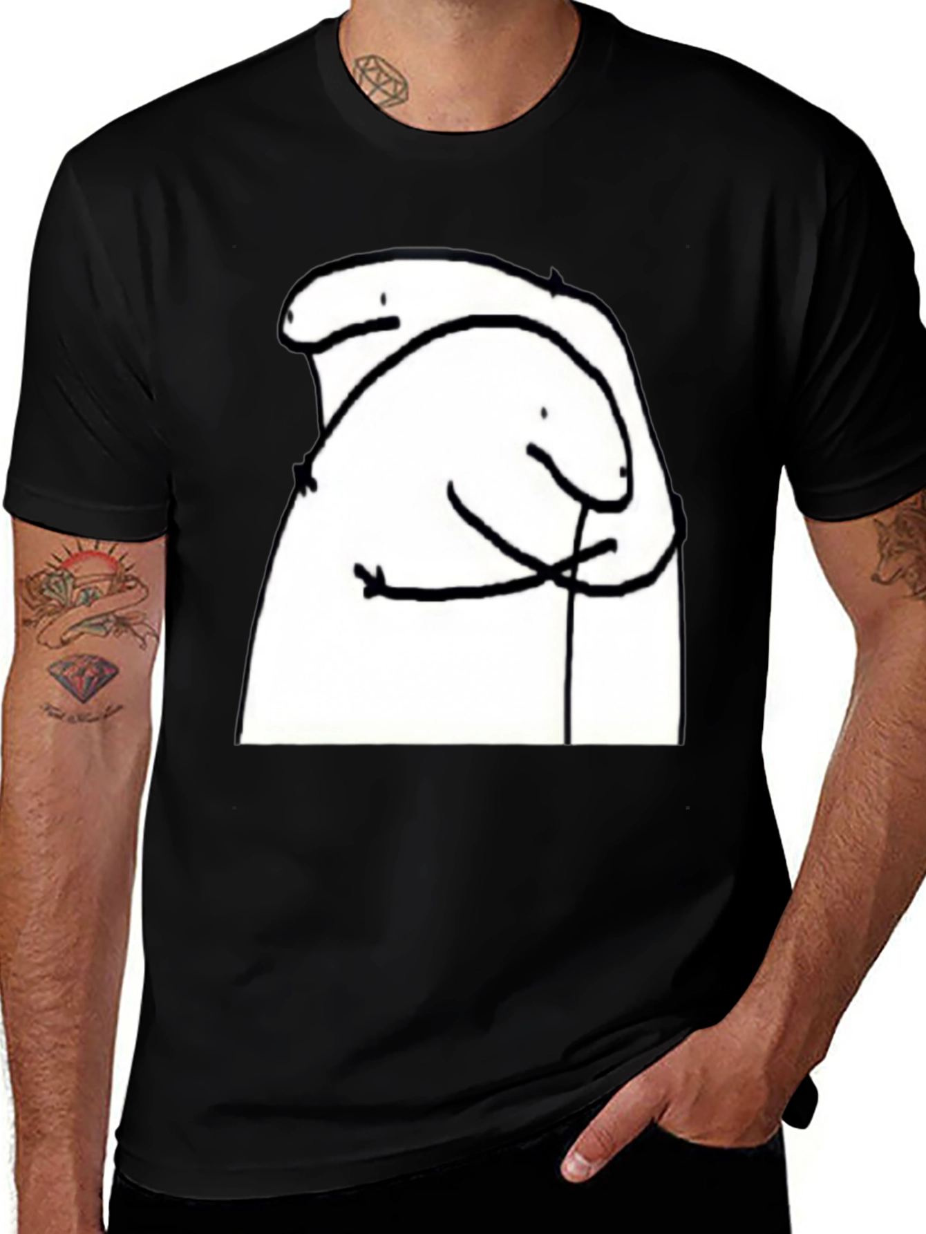 Variant 19 of Hug Meme T-Shirt - Black Cotton Tee