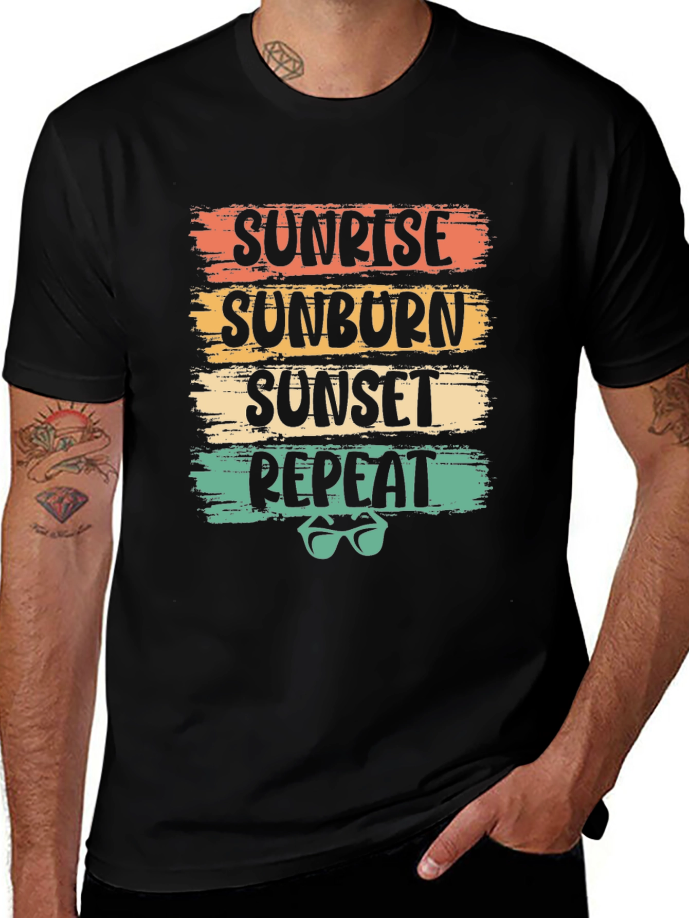 Variant 29 of Sunrise Sunburn Sunset Repeat Graphic Tee