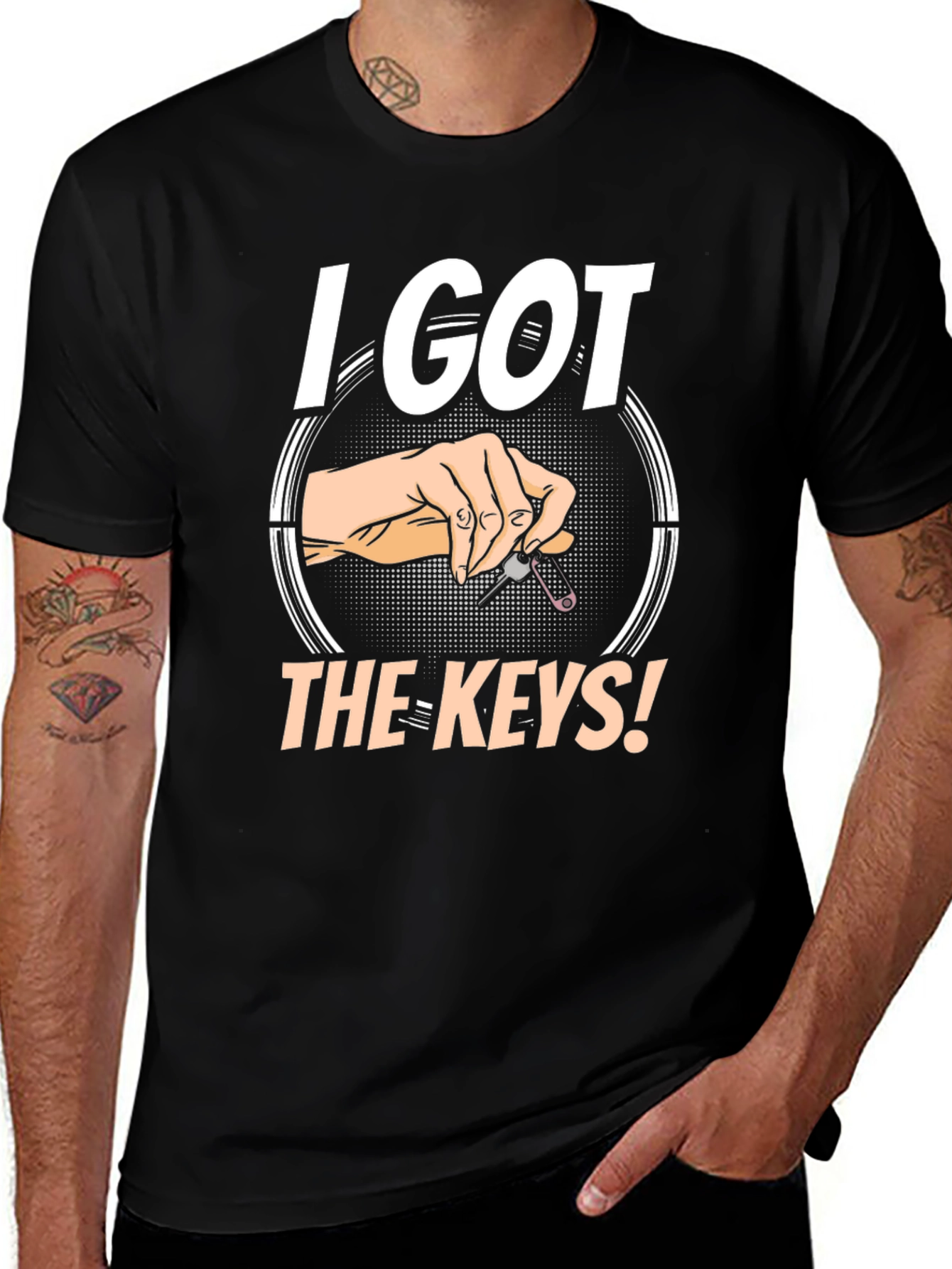 Variant 26 of I Got The Keys! Men's Black Graphic T-Shirt