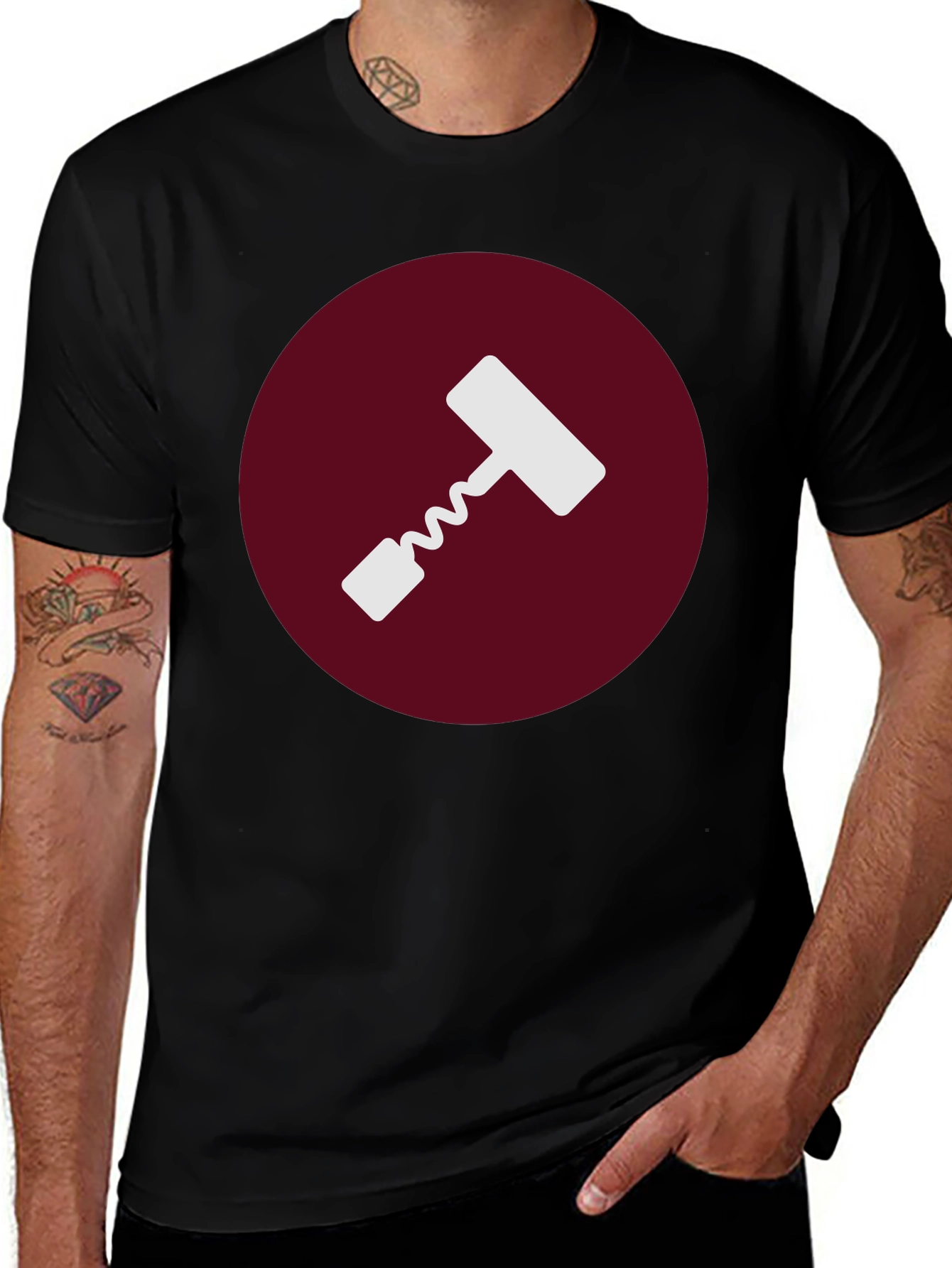 Variant 17 of Wine Lover Corkscrew Graphic Tee - Black
