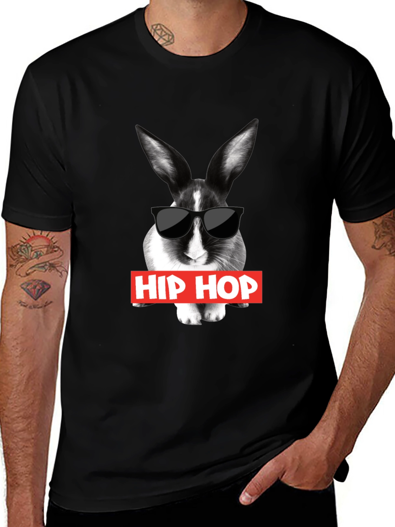 Variant 29 of Hip Hop Rabbit Graphic Tee - Cool Animal T-Shirt