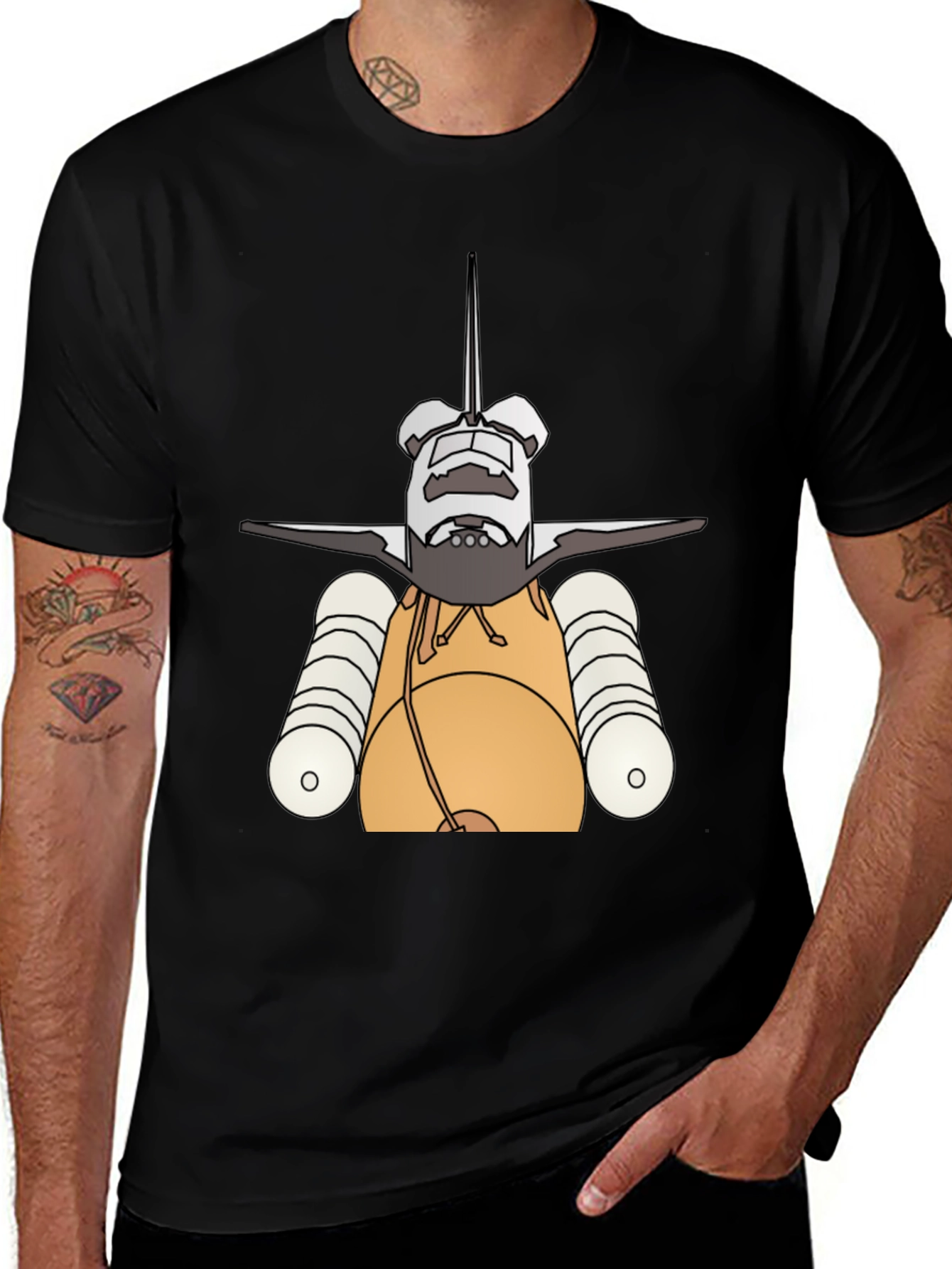 Black Space Shuttle Graphic Tee - Black Cotton main image
