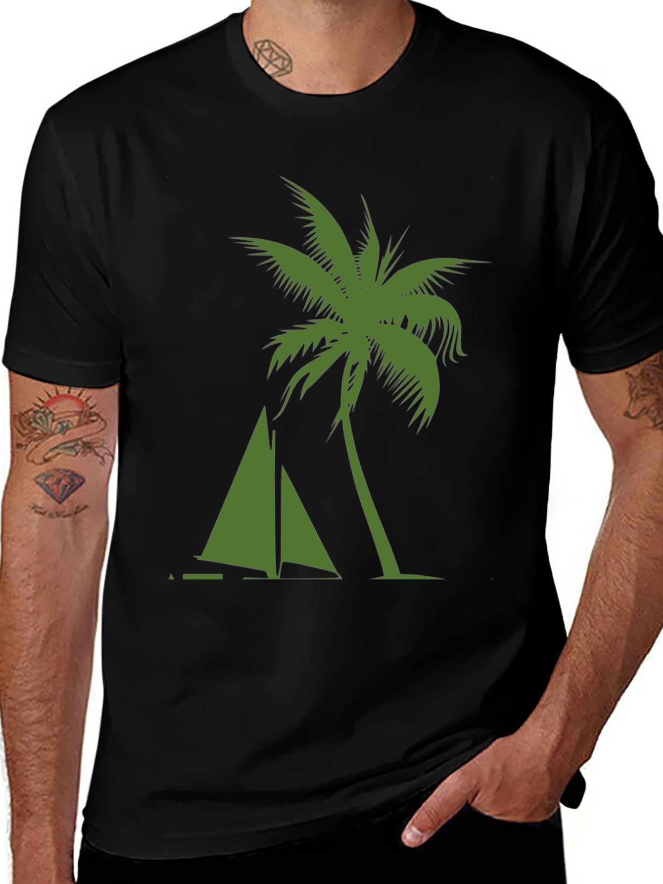 Variant 26 of Tropical Getaway Black Tee