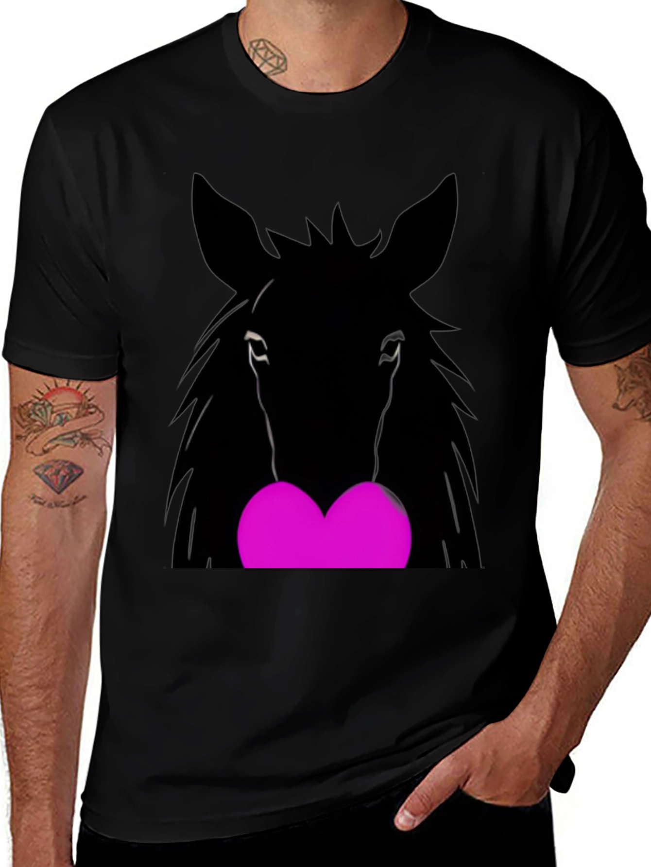 Variant 18 of Horse Heart Graphic Black T-Shirt