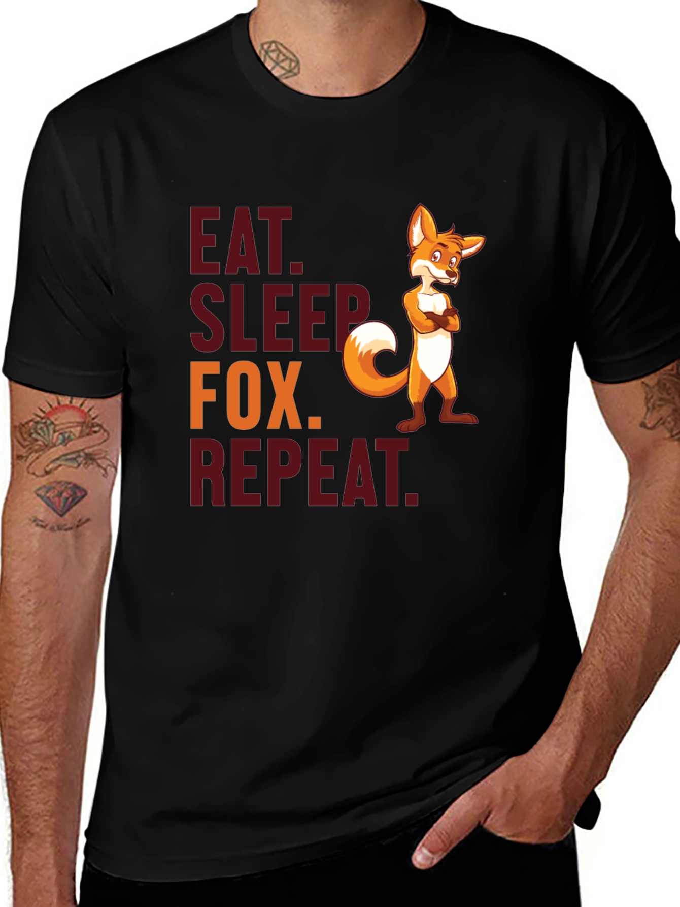 Variant 27 of Eat Sleep Fox Repeat T-Shirt - Funny Animal Tee