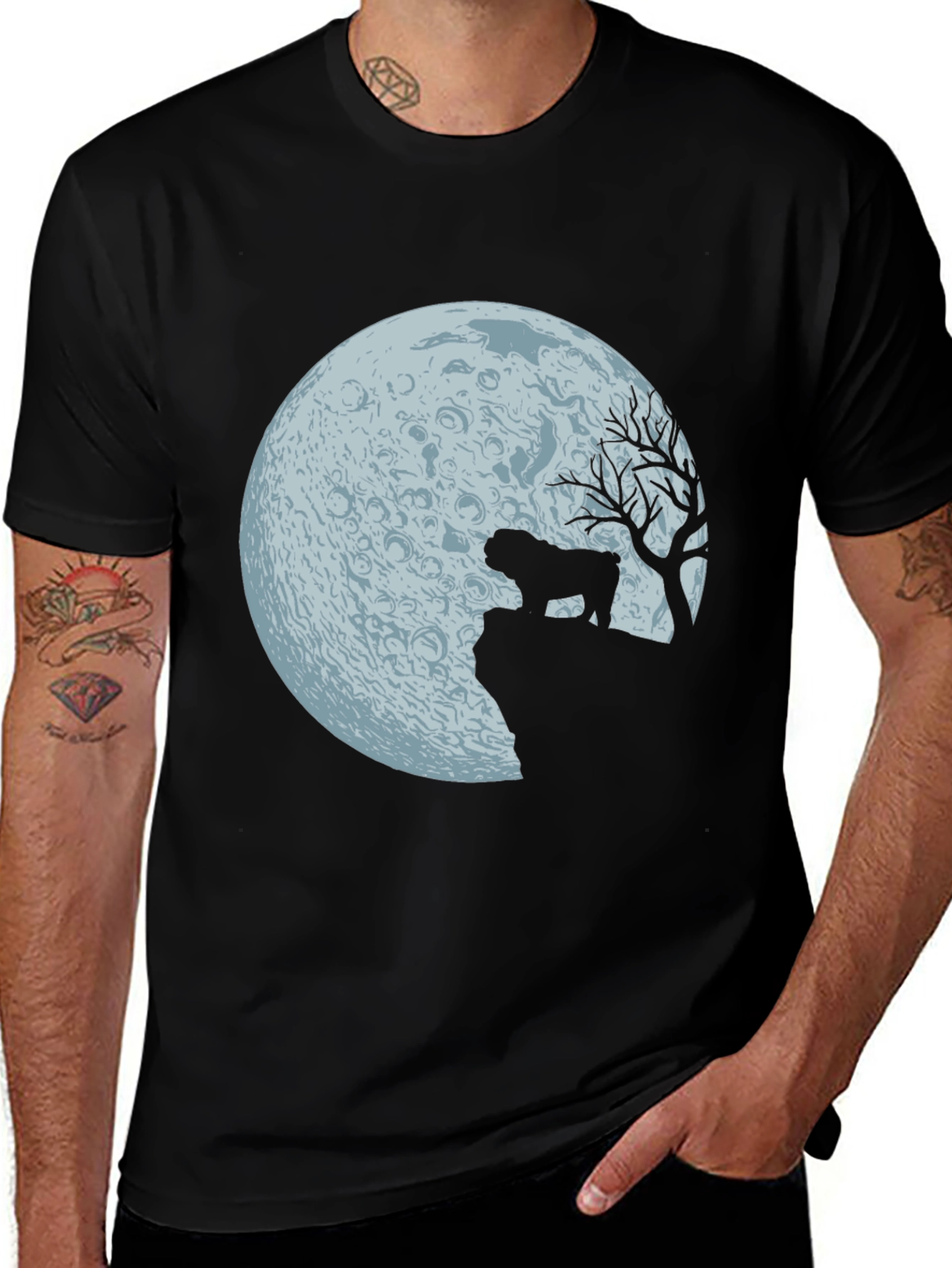 Variant 24 of Bulldog Moon Silhouette Graphic Tee