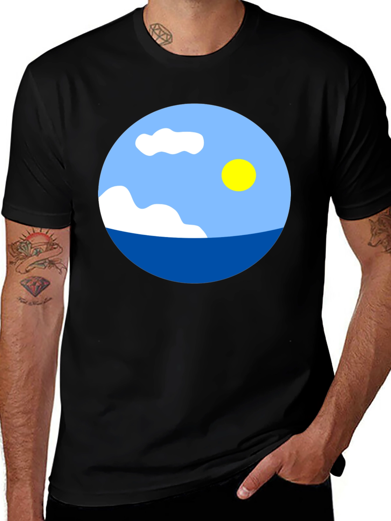Variant 9 of Ocean View Graphic Tee - Black Casual T-Shirt