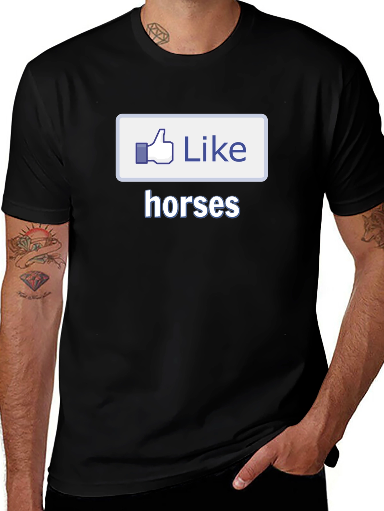 Variant 11 of I Like Horses Black T-Shirt Novelty Graphic Tee
