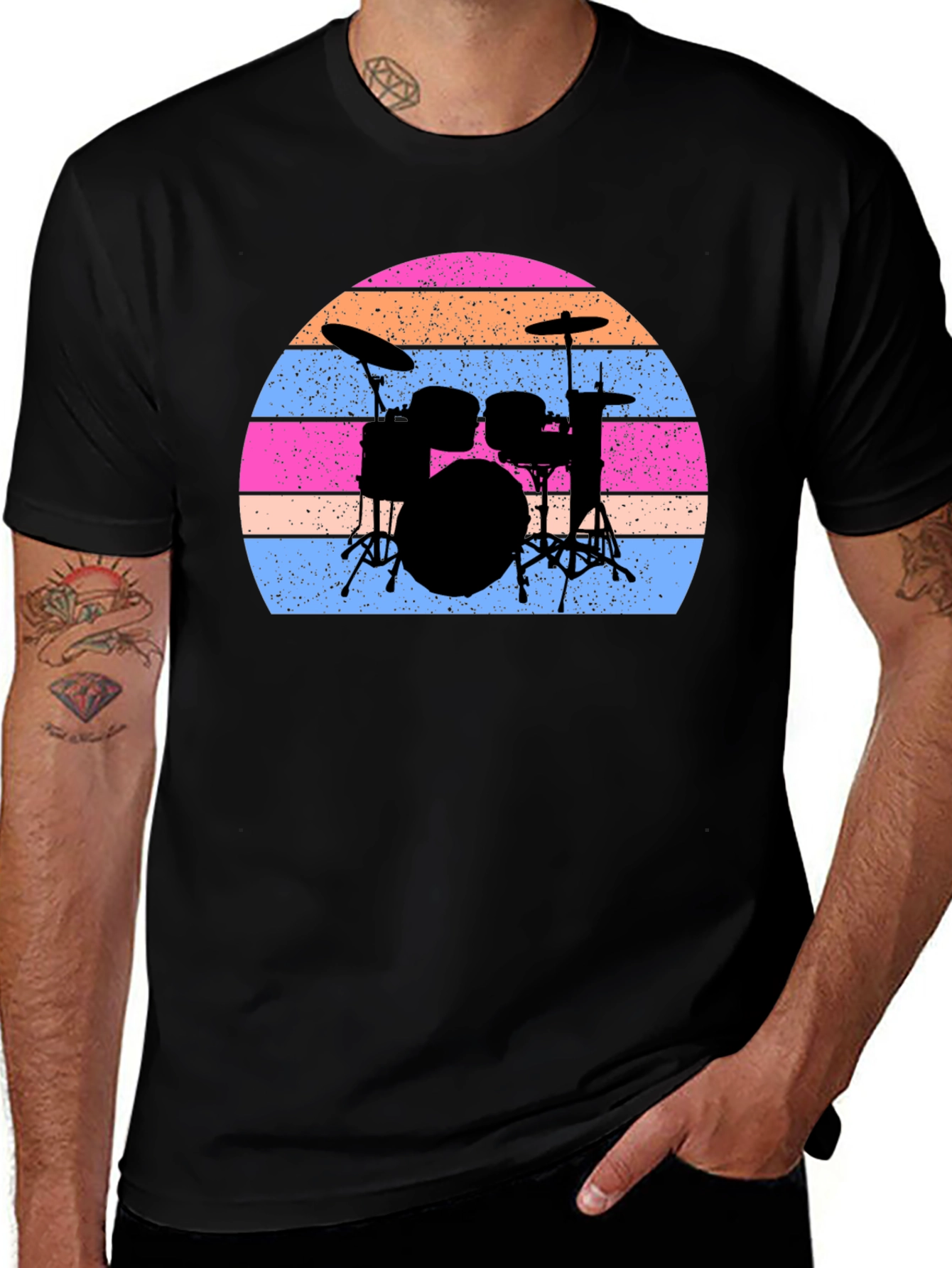 Variant 23 of Drum Set Sunset Graphic Tee