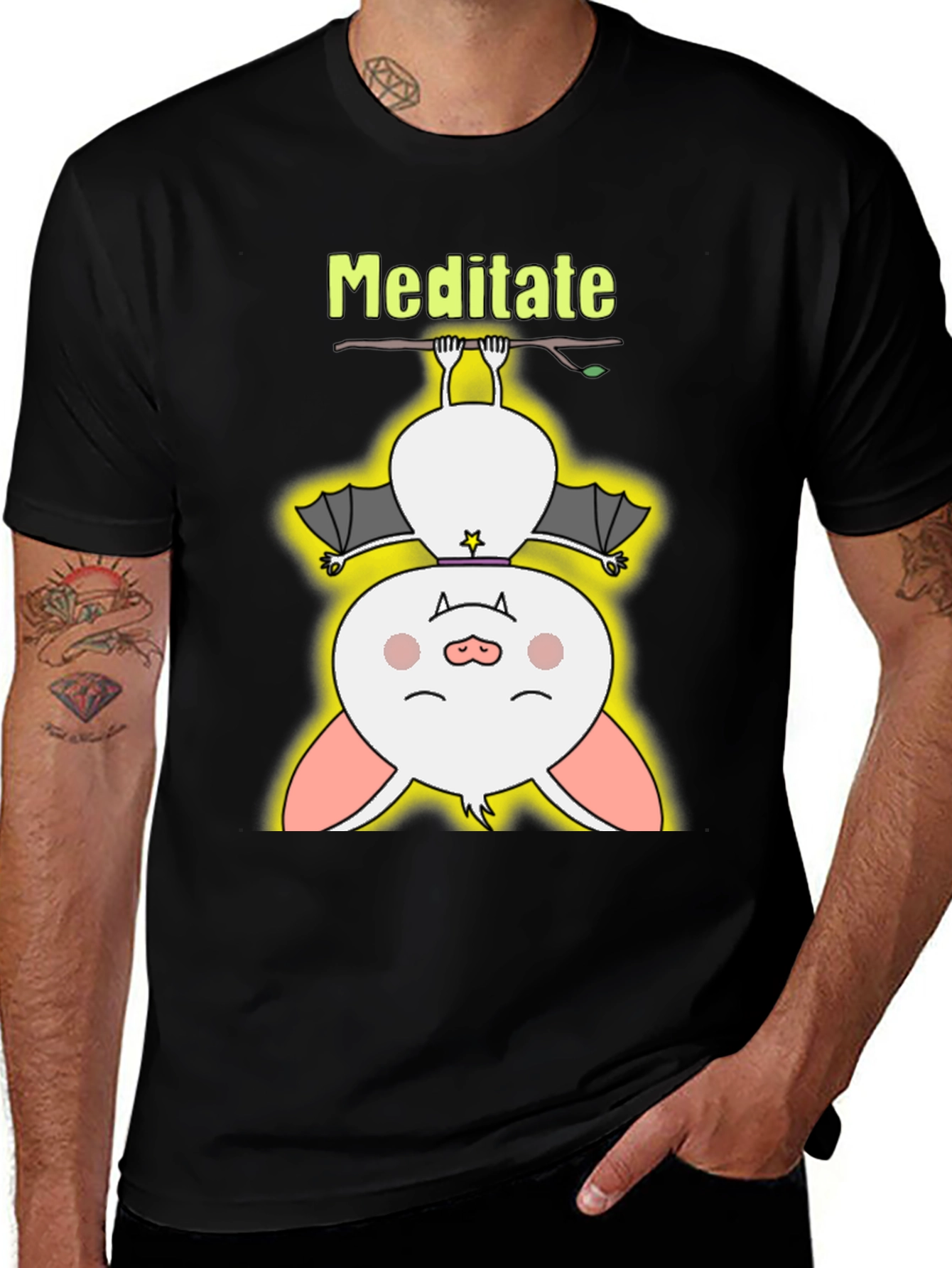 Variant 4 of Meditate Bat Tee - Cute Yoga T-Shirt
