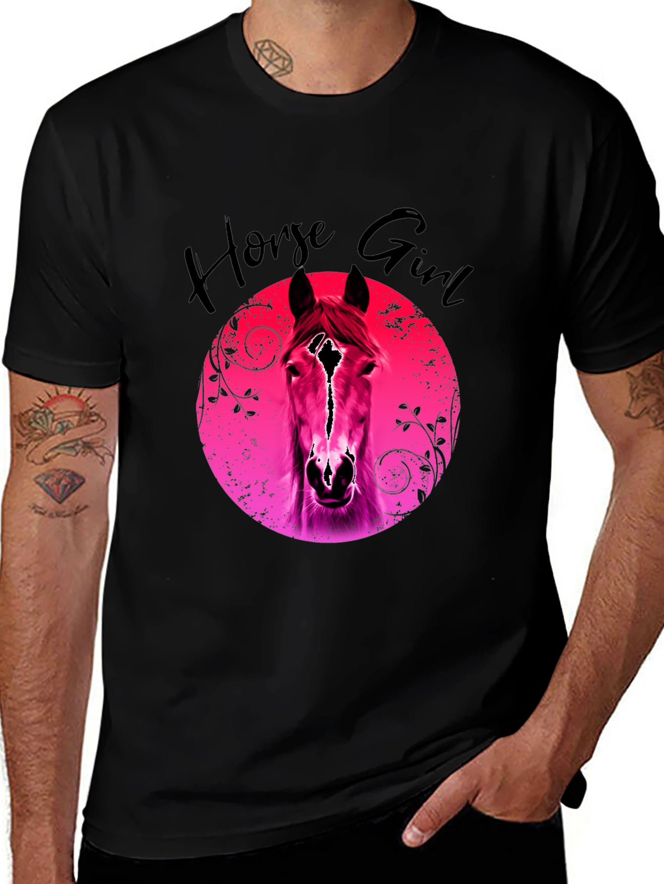 Variant 15 of Horse Girl Graphic Tee - Stylish Black T-Shirt