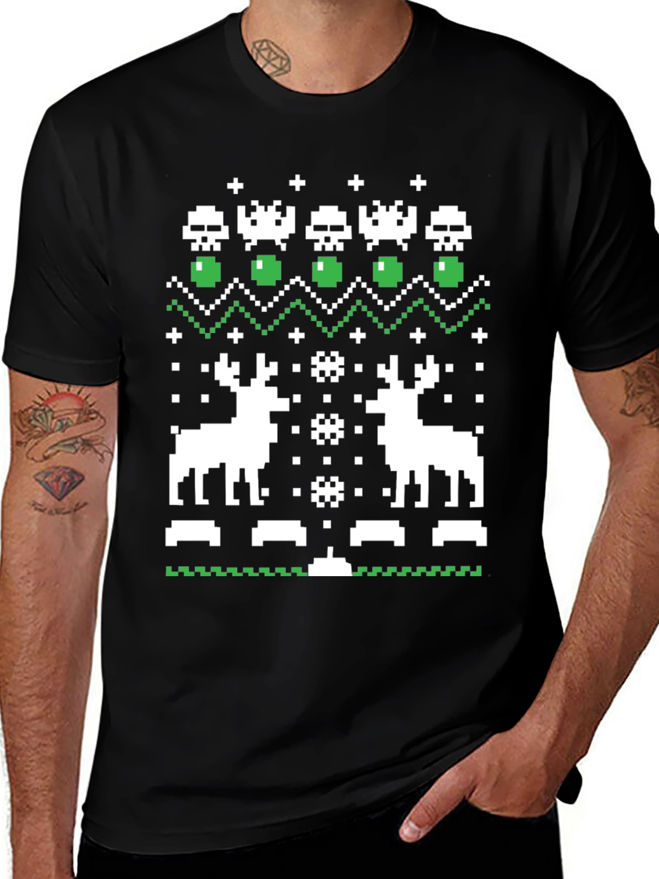 Variant 17 of Pixel Art Christmas Deer T-Shirt