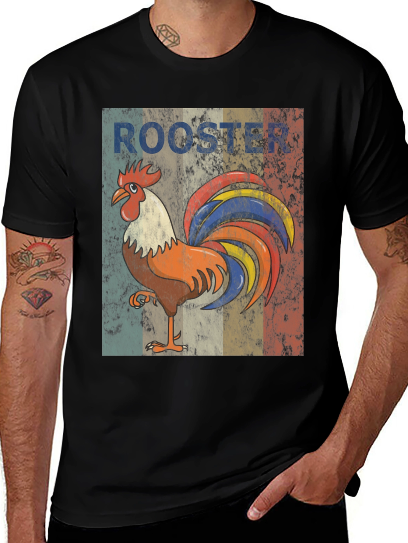 Variant 17 of Vintage Rooster Graphic Tee - Stylish Casual Wear