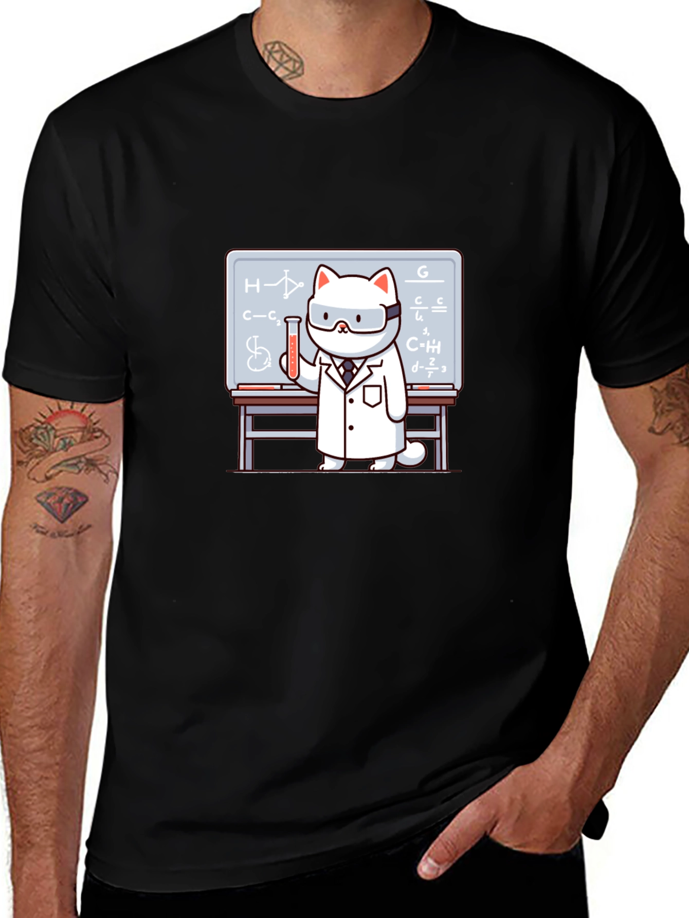 Variant 10 of Science Cat T-Shirt: Funny Cartoon Tee for Nerds