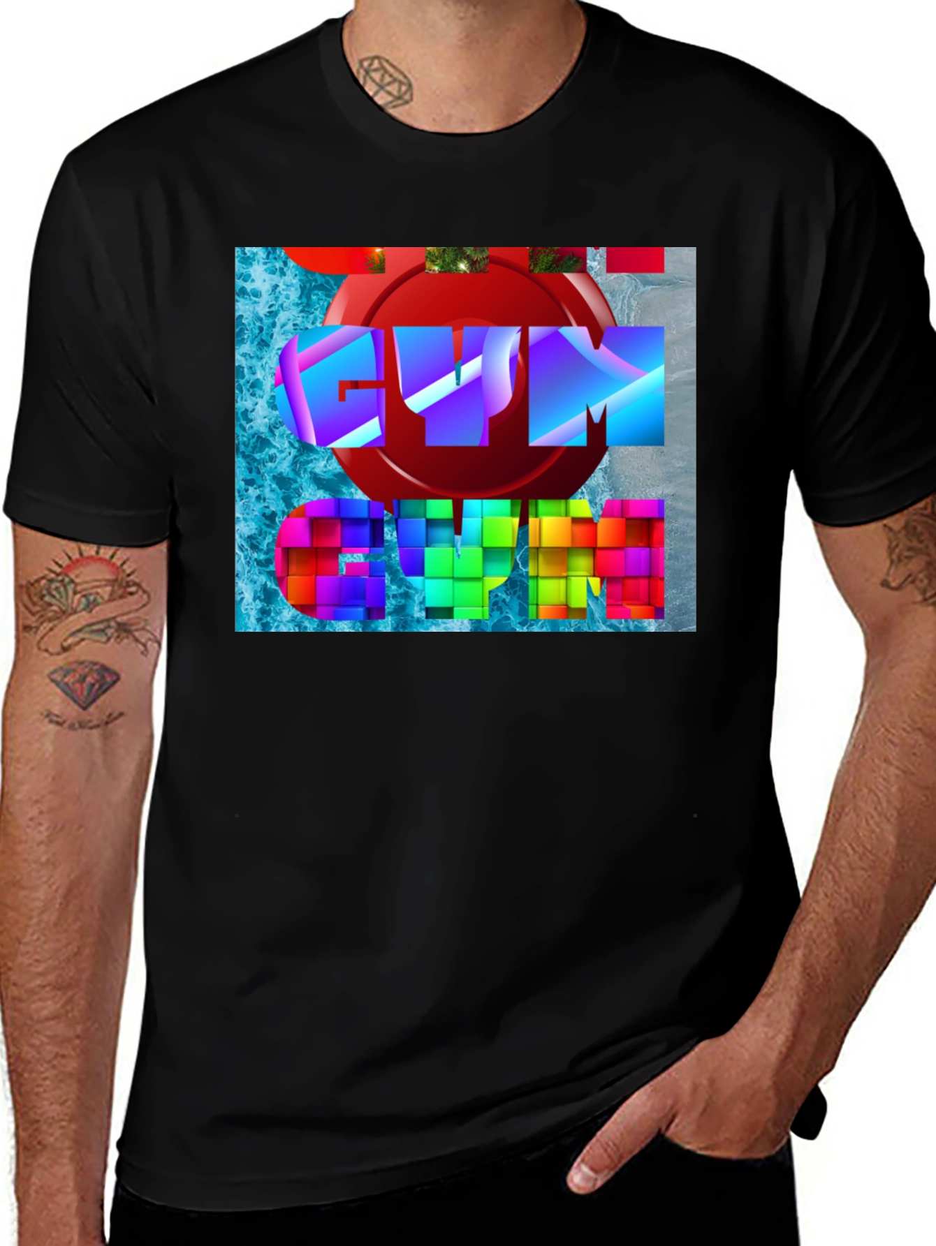 GYM T-Shirt - Black - Colorful Design