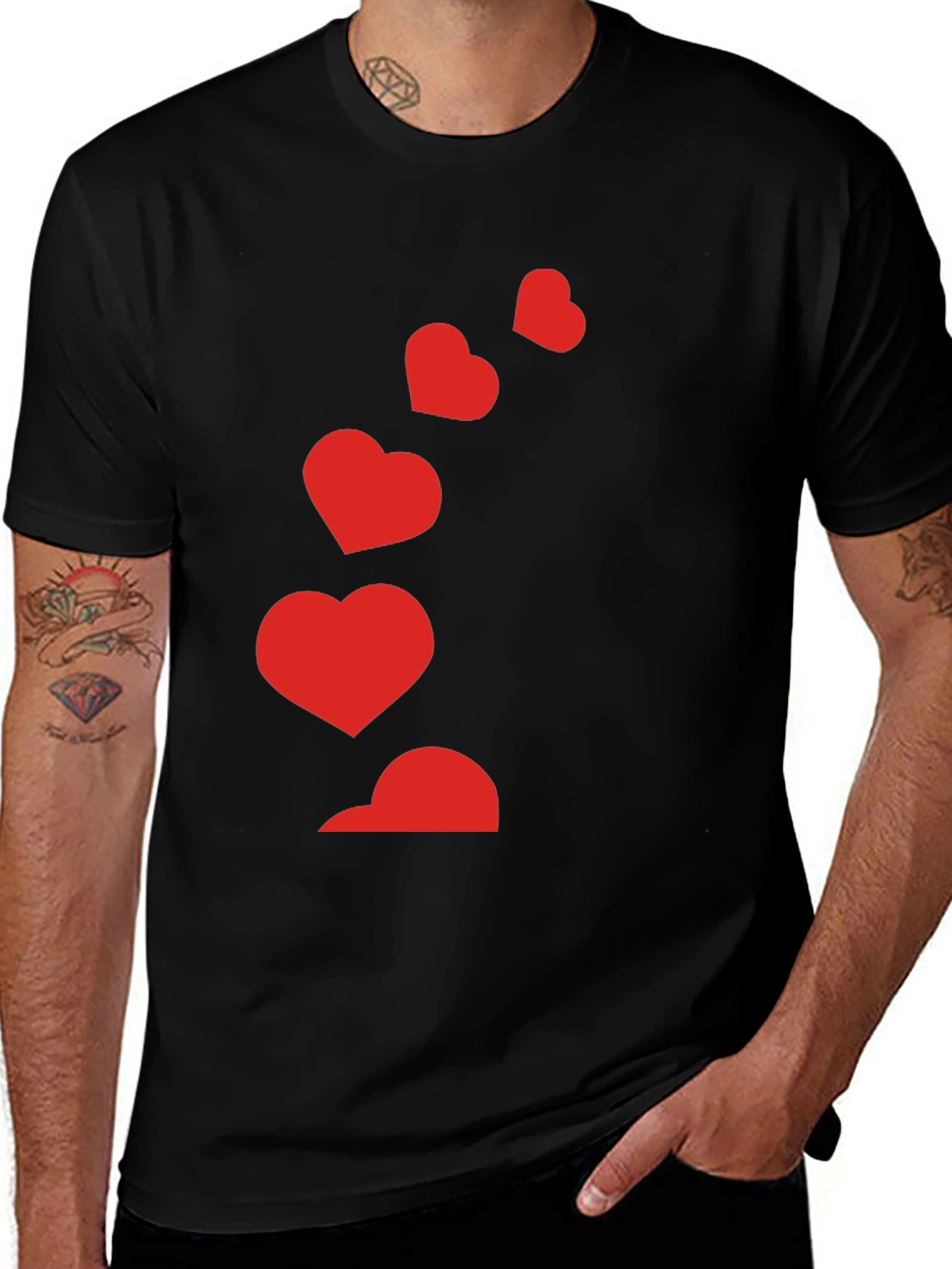 Variant 11 of Heart Cascade Graphic Black Tee