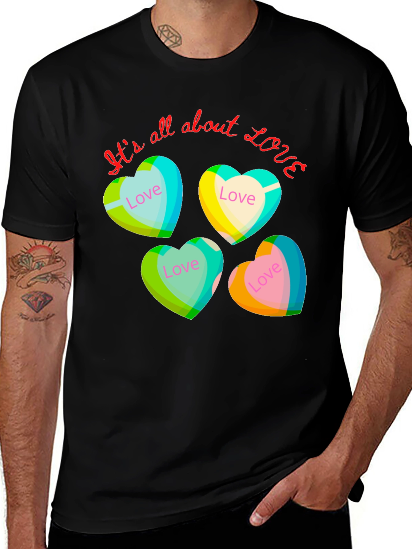 Variant 19 of Love Heart Tee - "It's All About Love" T-Shirt