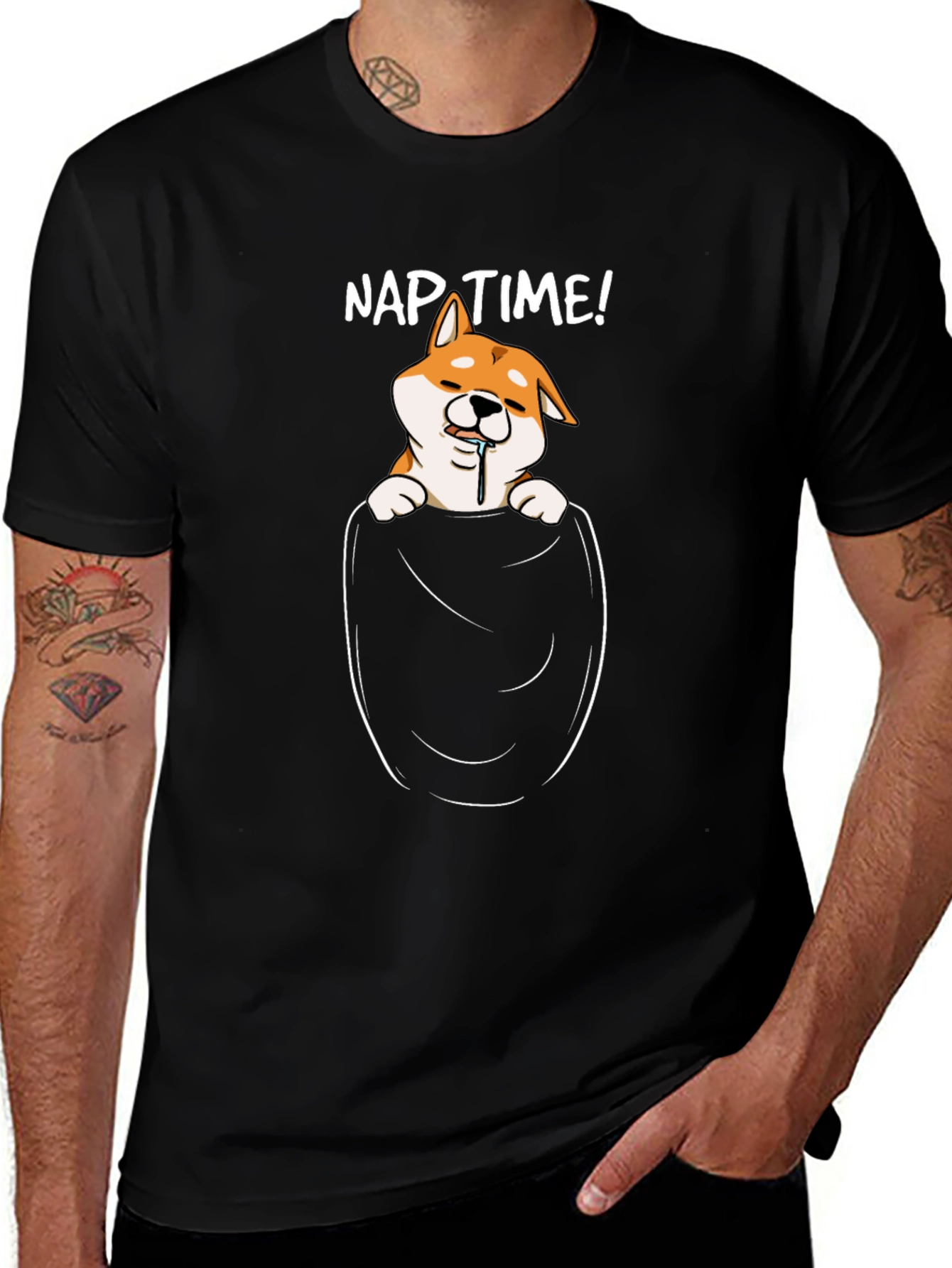 Variant 28 of Nap Time Shiba Inu Pocket Tee