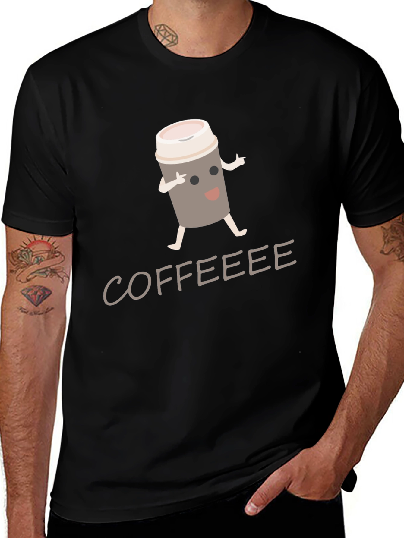 Variant 22 of Coffee Graphic T-Shirt - Cartoon Coffee Cup Design
