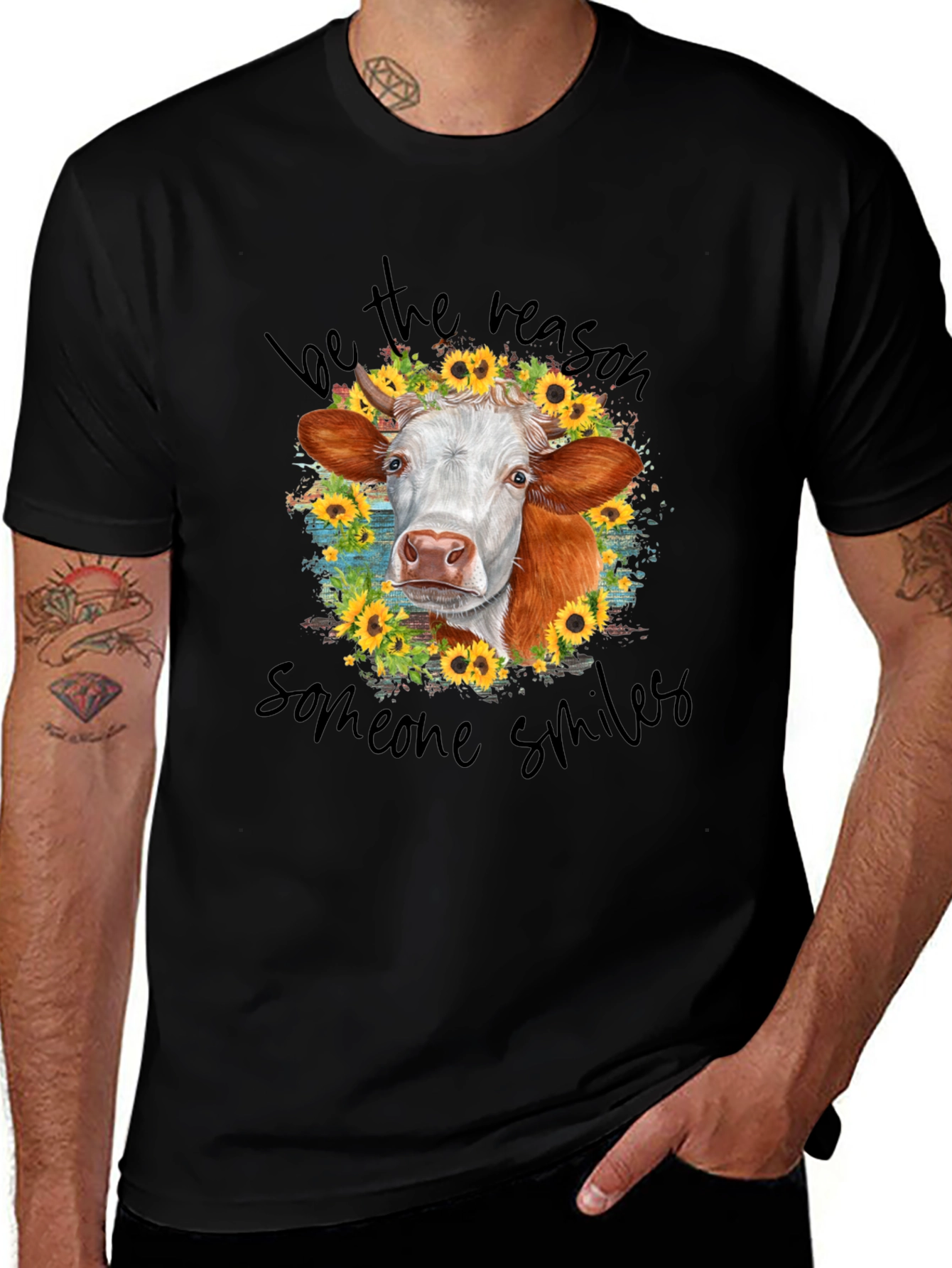 Variant 14 of Cow Sunflower Smile T-Shirt