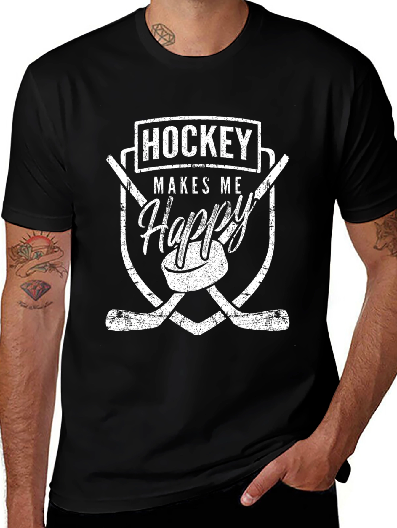 Variant 5 of Hockey Makes Me Happy Graphic Tee
