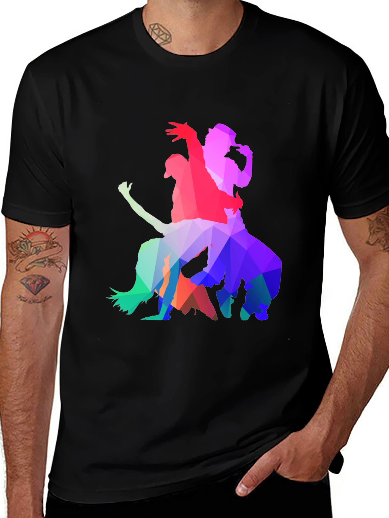 Variant 27 of Geometric Dancer Silhouette Black T-Shirt