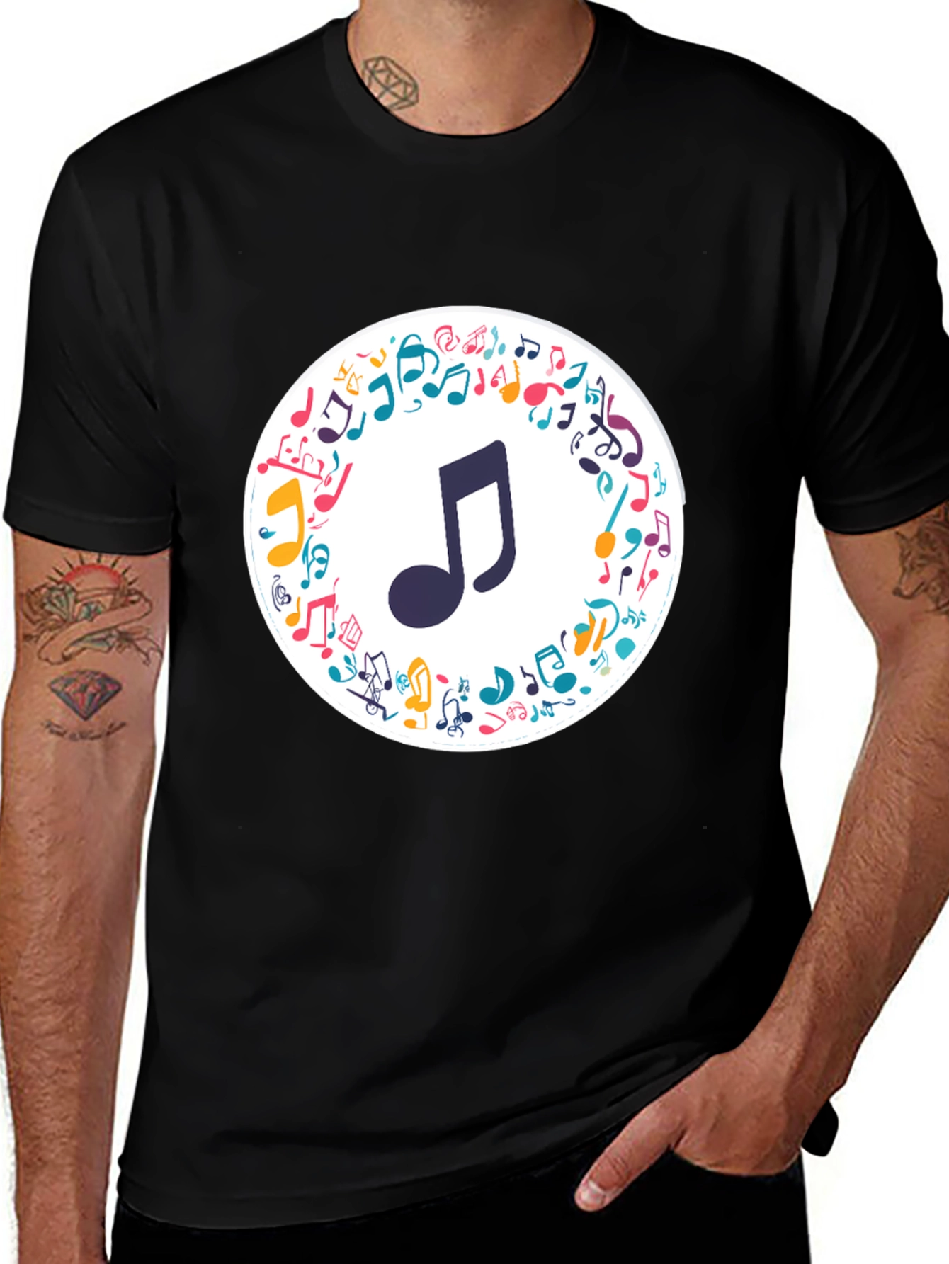 Variant 8 of Musical Note Graphic Tee - Stylish Black T-Shirt