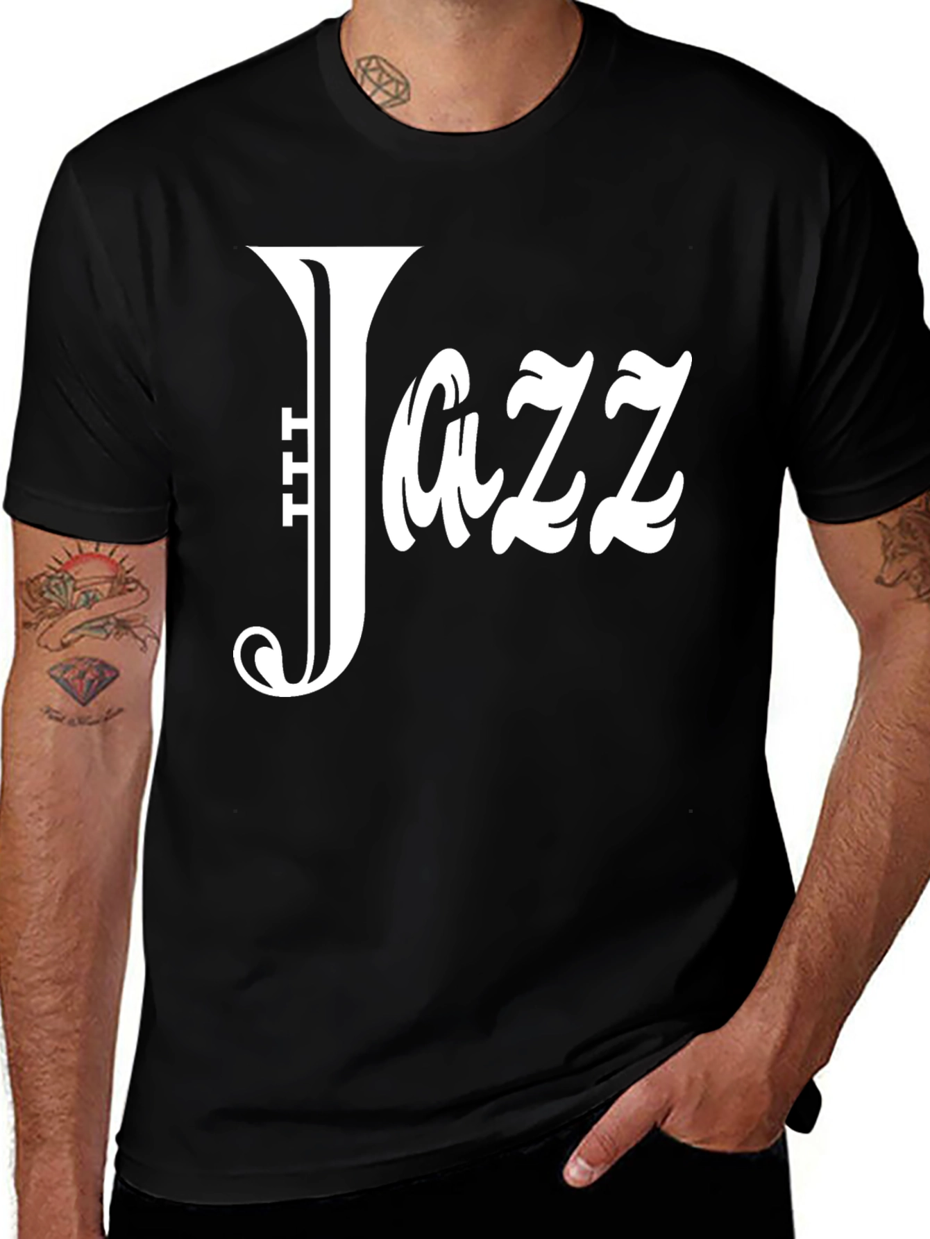 Variant 2 of Jazz Music T-Shirt - Black Cotton Tee