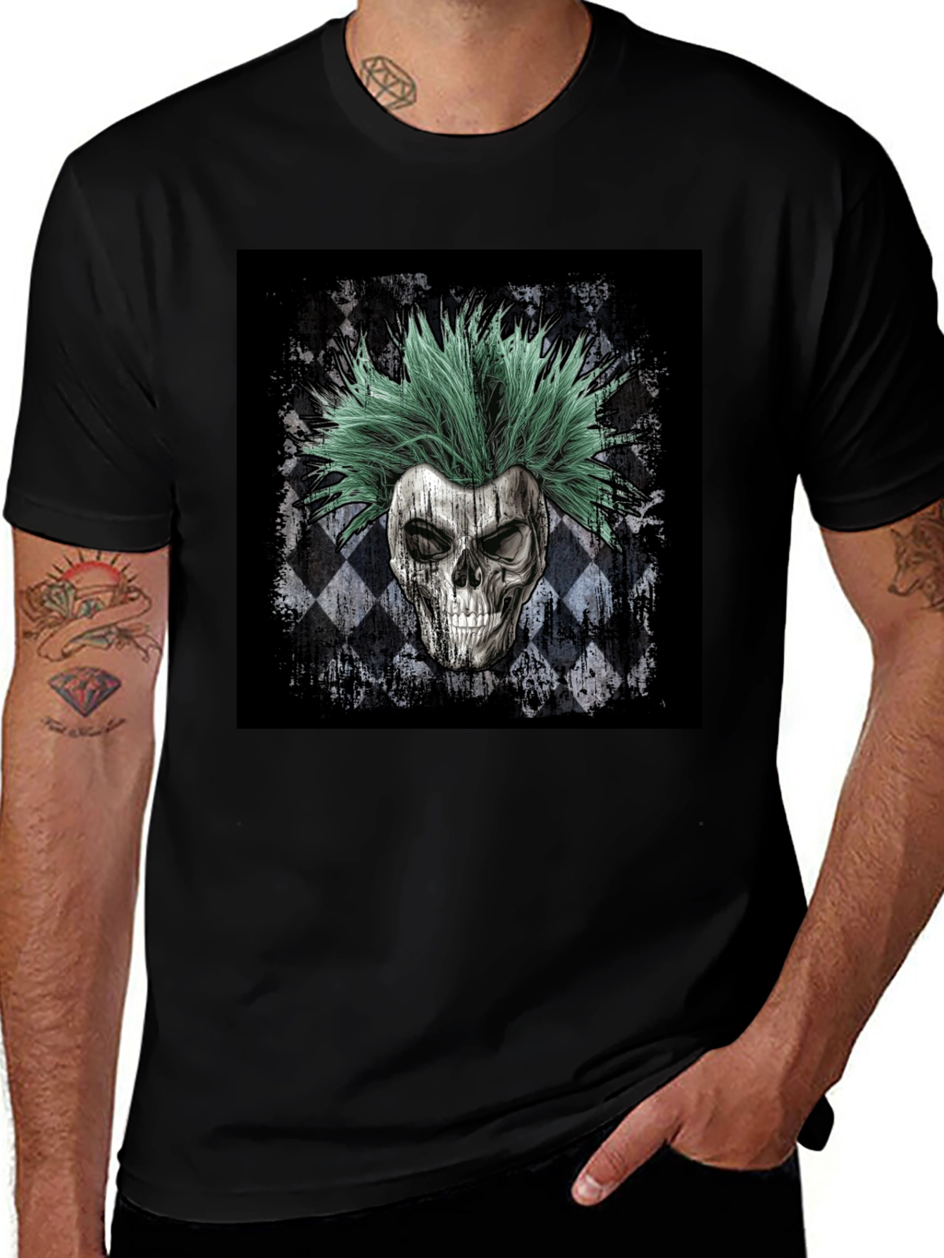 Skull Punk T-Shirt - Men's Black Graphic Tee