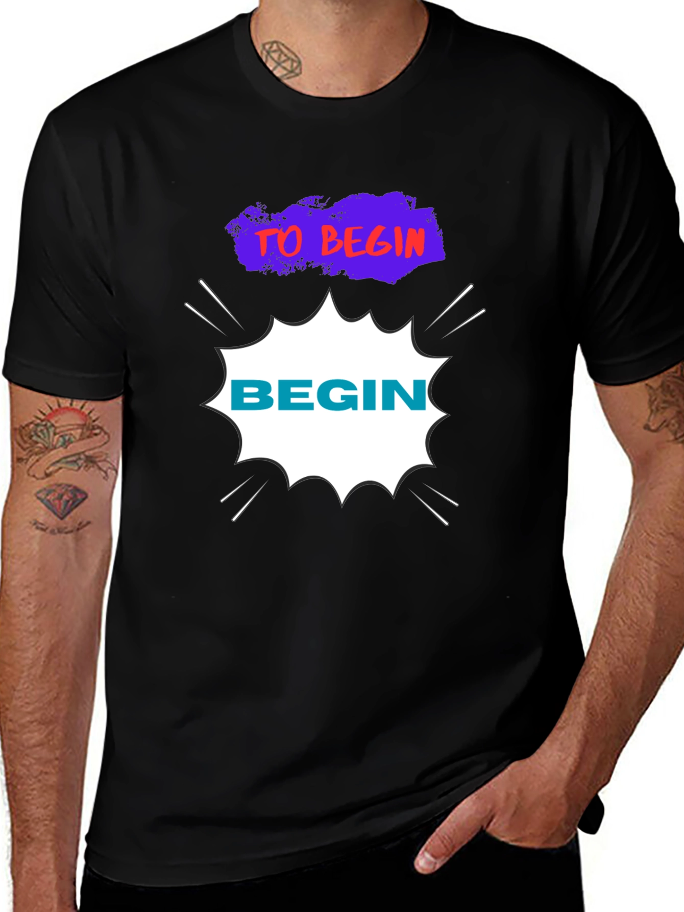 Variant 8 of To Begin Graphic Tee - Black Cotton T-Shirt