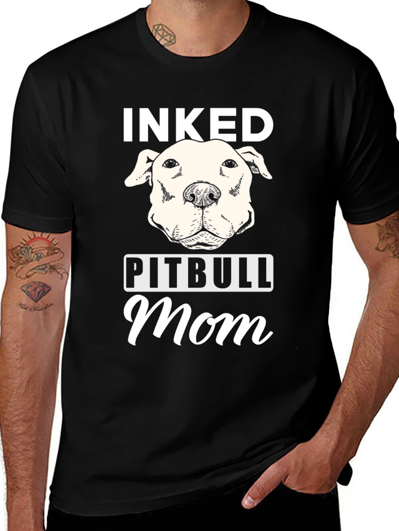 Variant 7 of Inked Pitbull Mom Graphic T-Shirt
