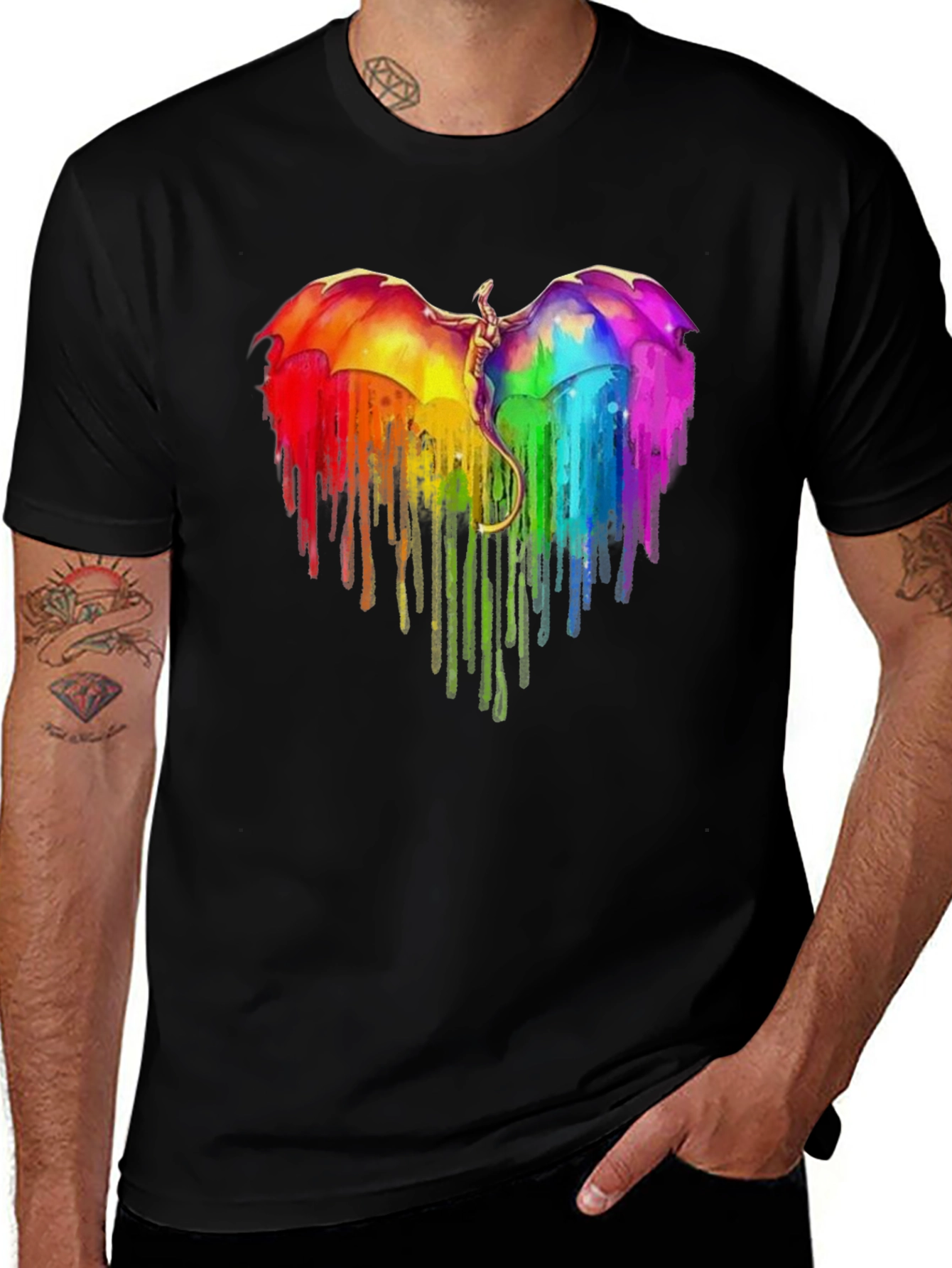 Variant 14 of Rainbow Dragon Heart Graphic Tee
