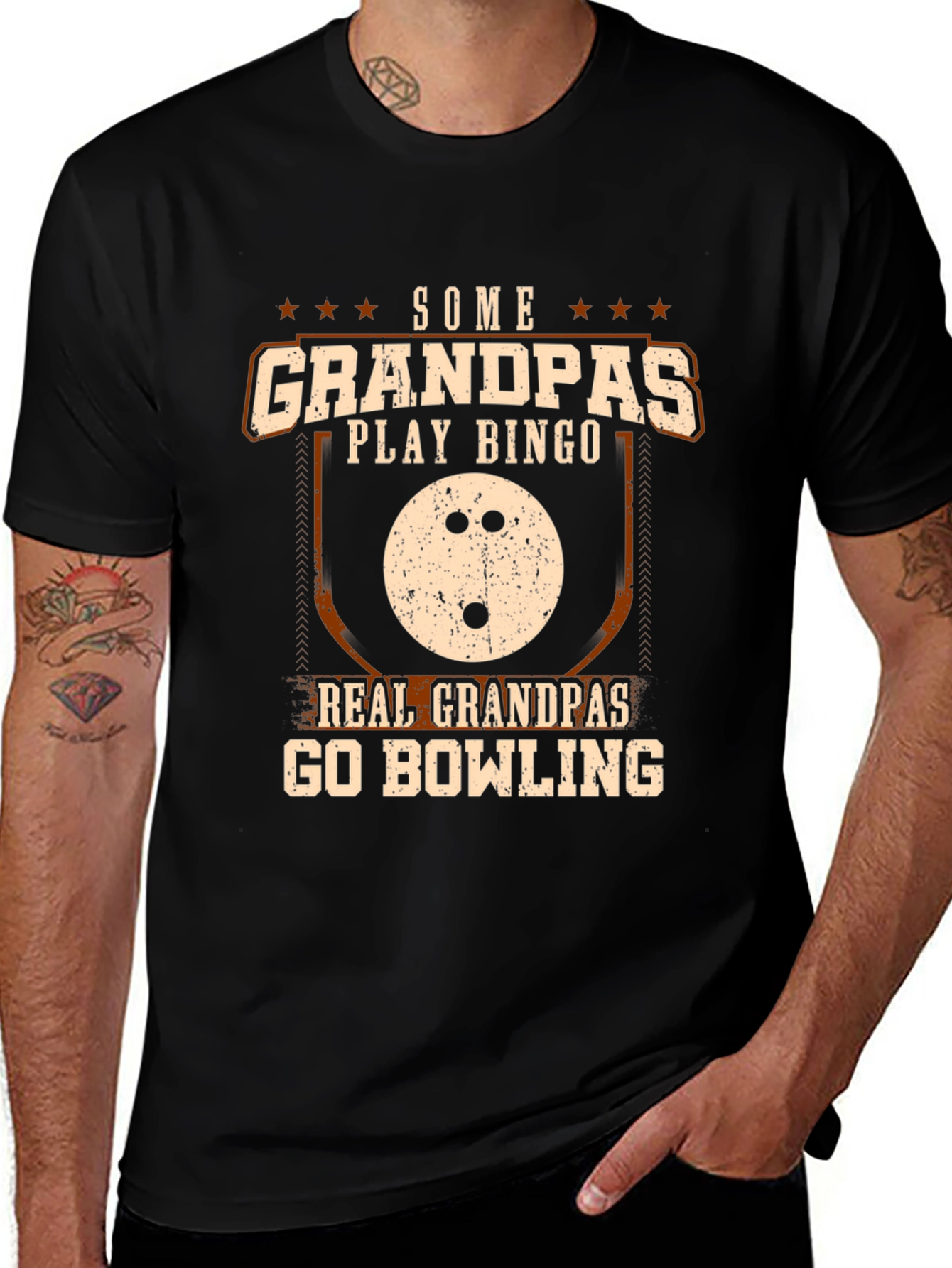 Variant 9 of Grandpa Bowling T-Shirt: Real Grandpas Go Bowling!