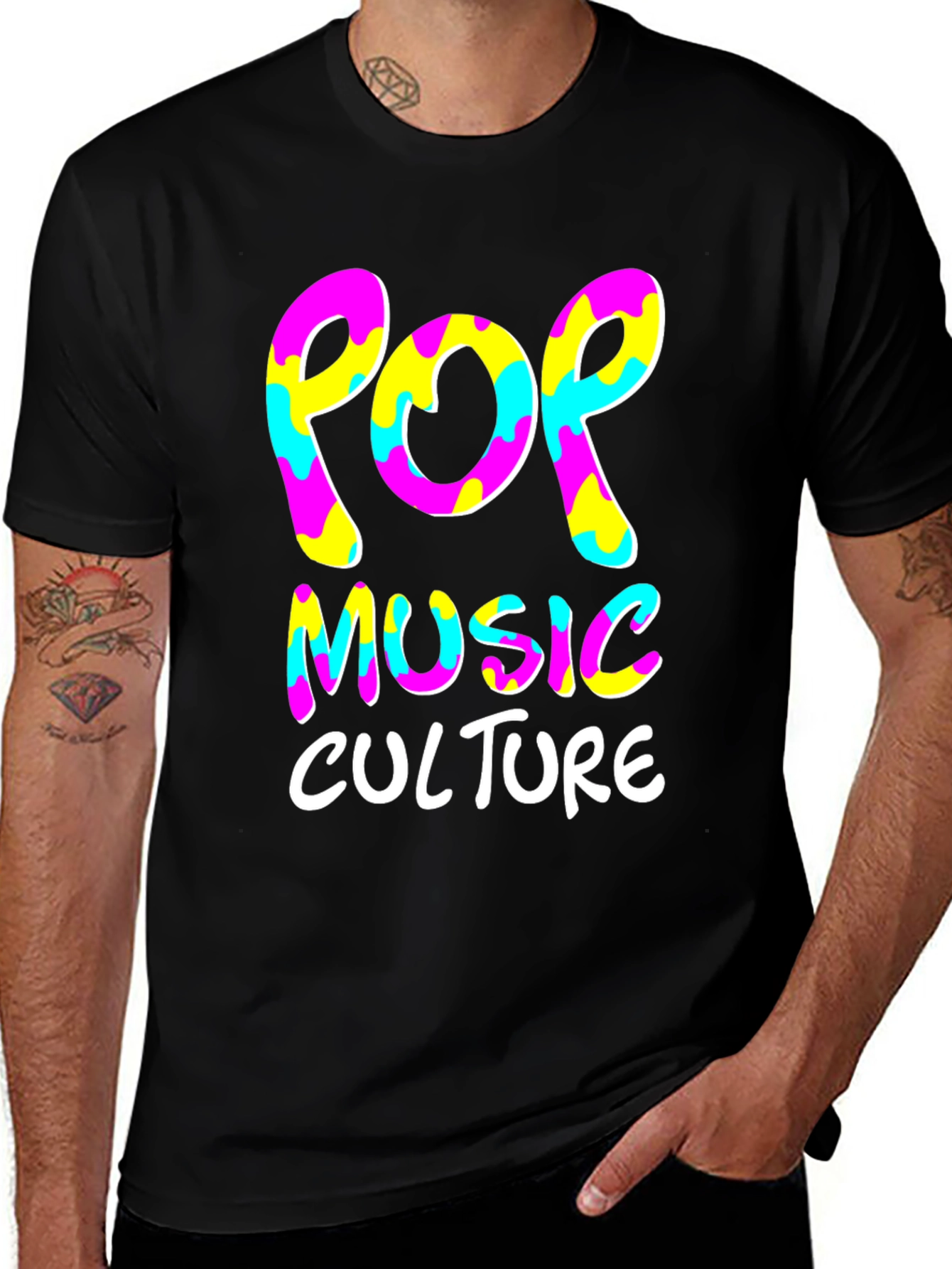 Variant 25 of Pop Music Culture Graphic Tee - Black