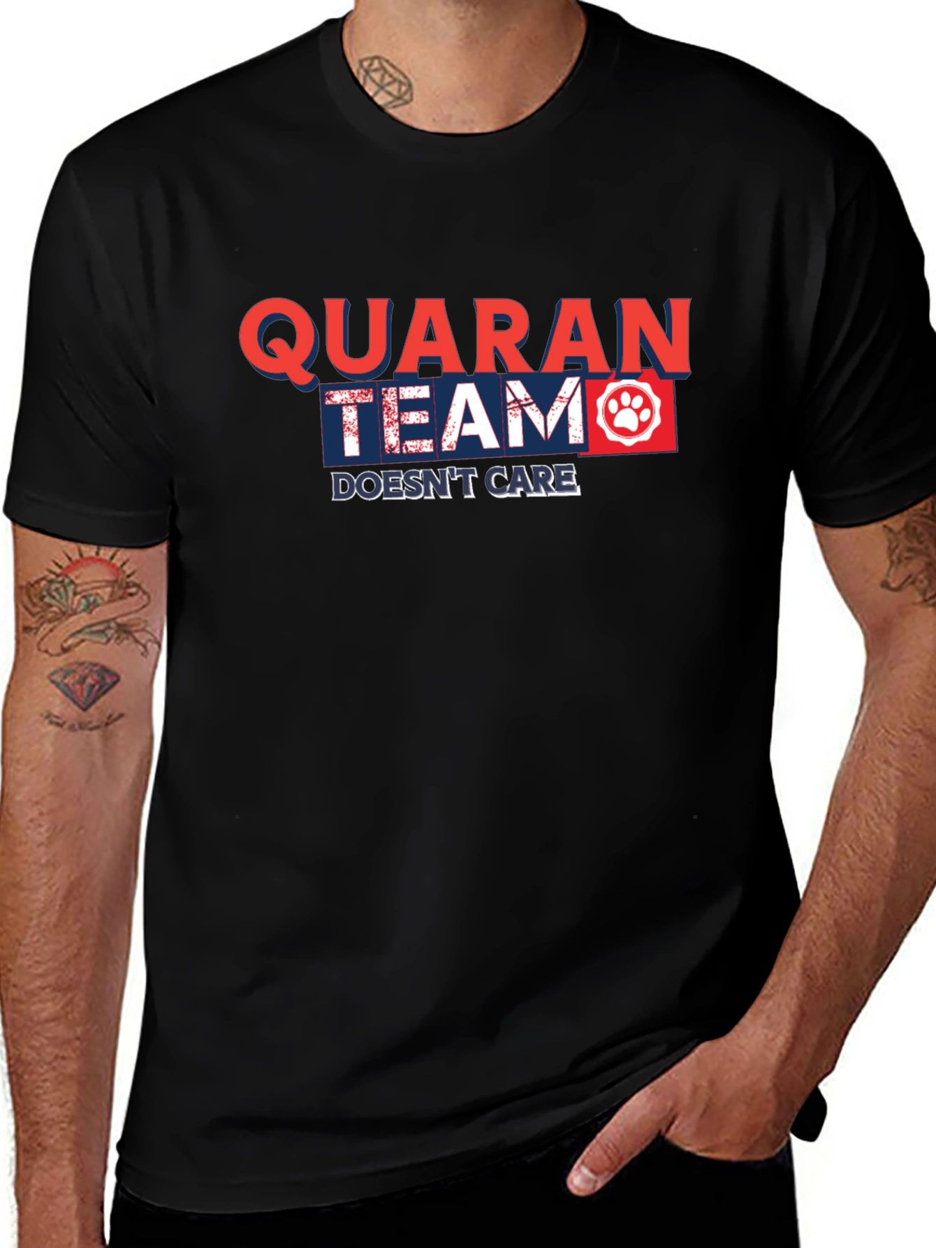 Variant 11 of QuaranTeam Doesn't Care Black Graphic T-Shirt