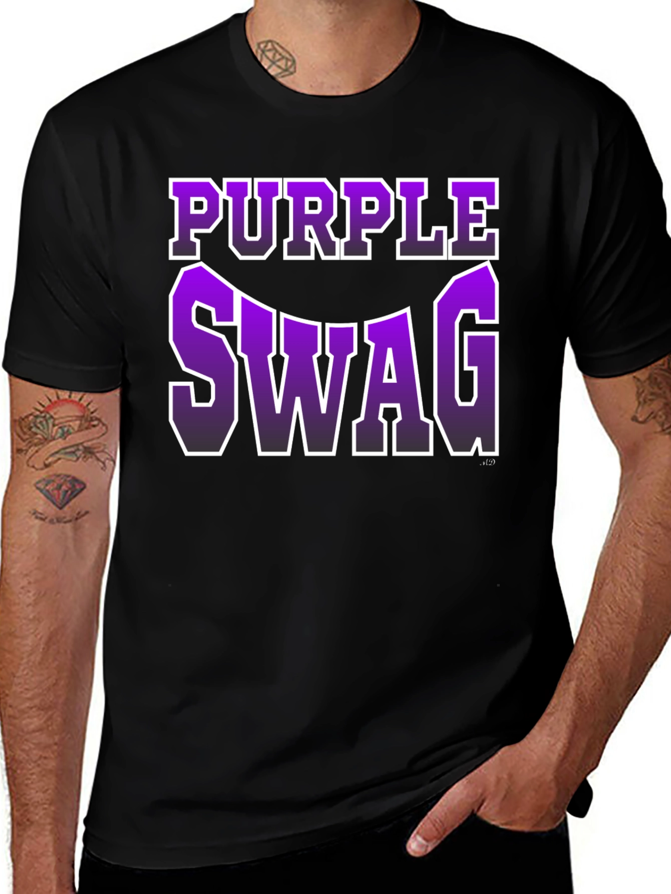 Variant 12 of Purple Swag Graphic T-Shirt - Men's Black Tee