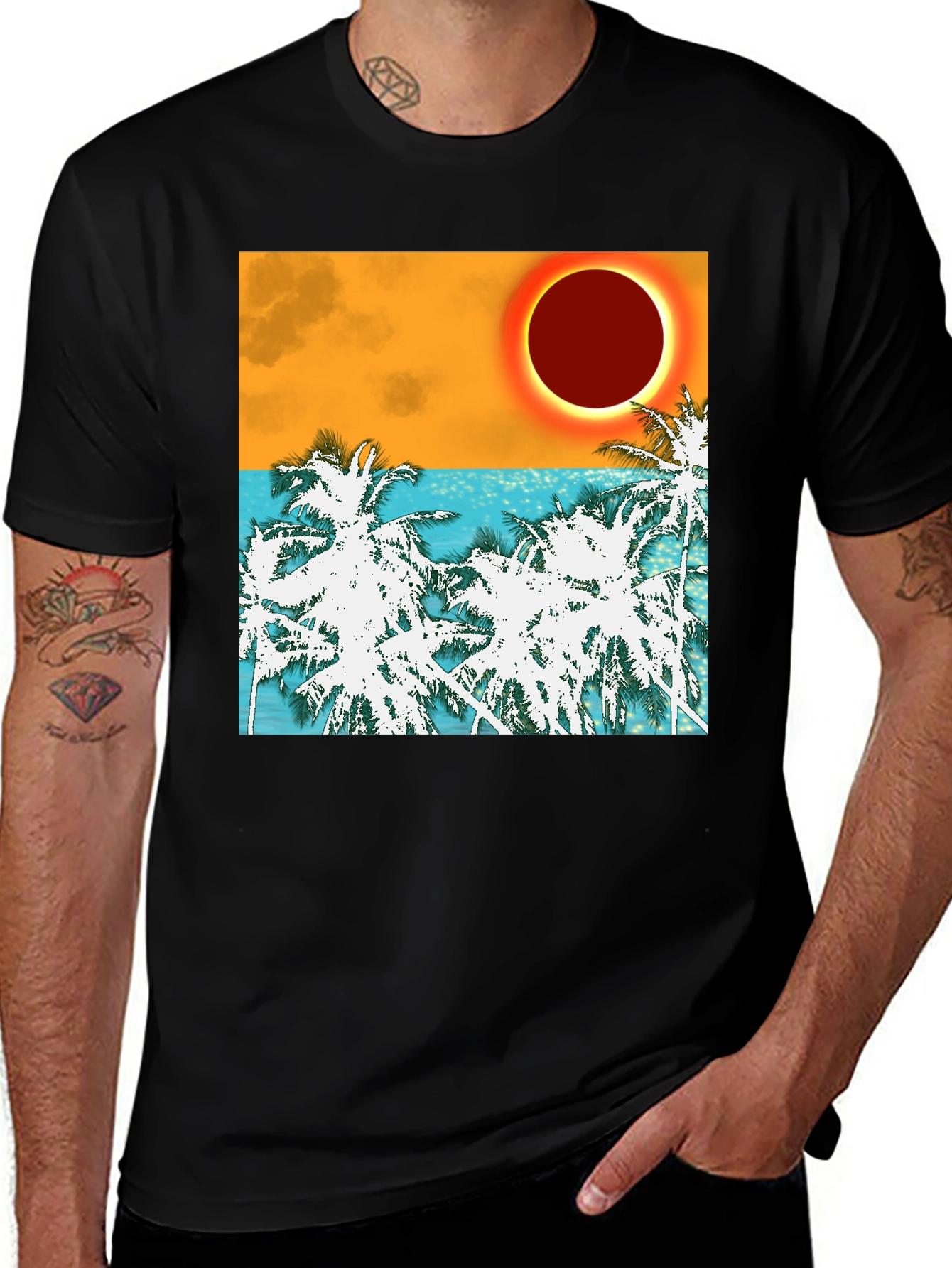 Variant 19 of Eclipse Palm Tree Graphic Tee