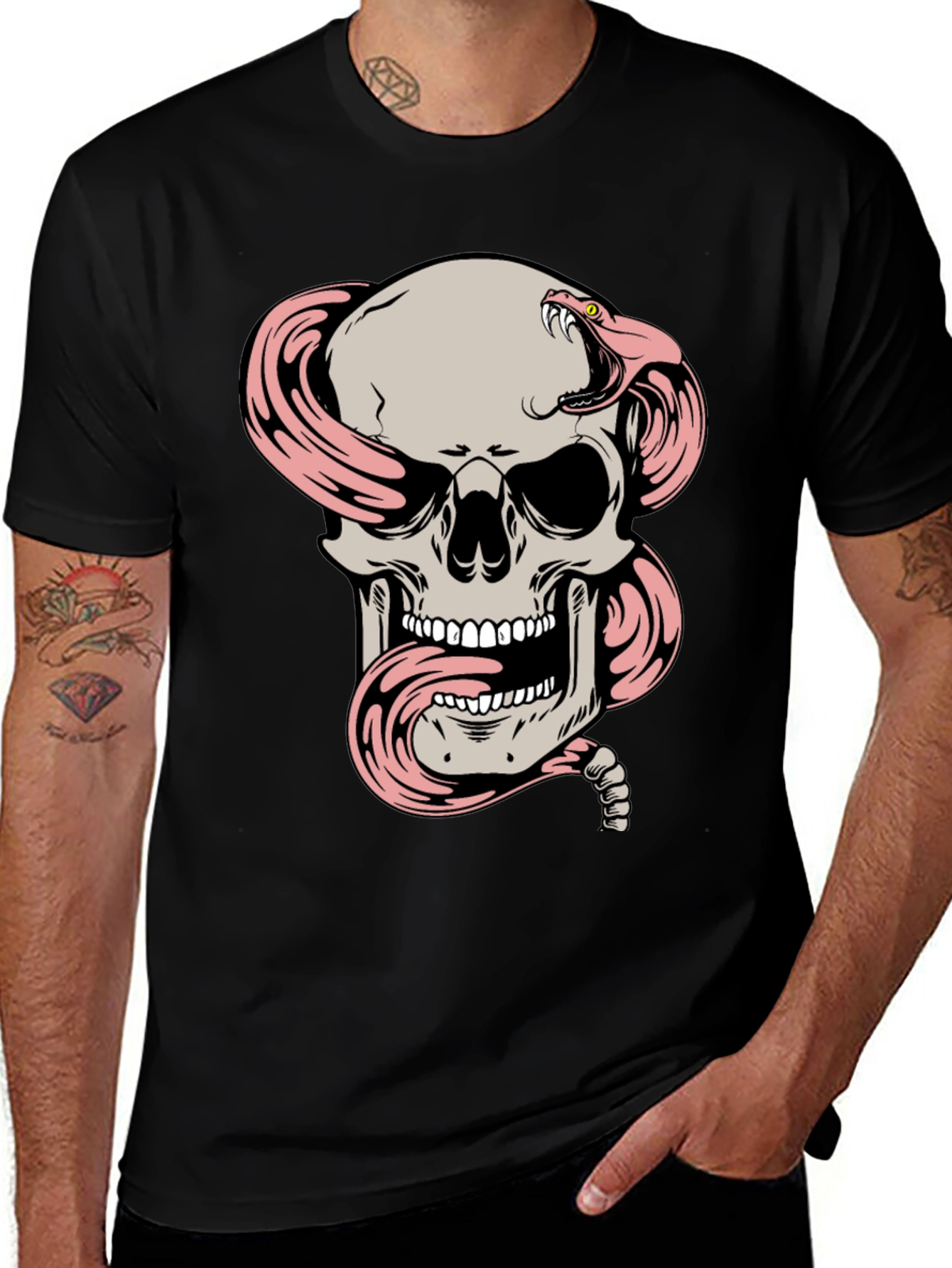 Variant 28 of Skull and Snake Graphic T-Shirt